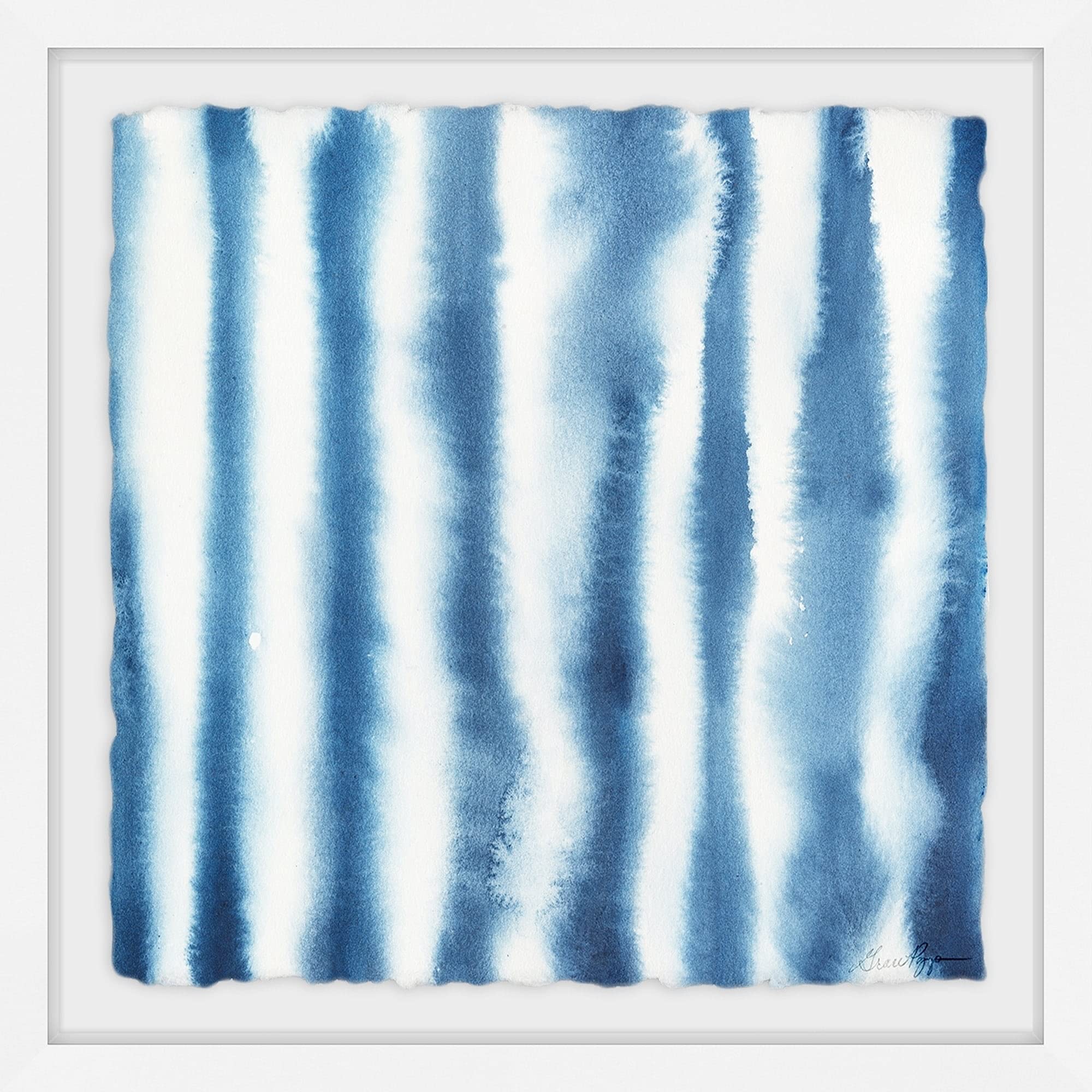 Handmade Indigo Bleed IV Framed Print 24x24 - Marmont Hill Wall Art for Living Room, Bedroom & Office Decor