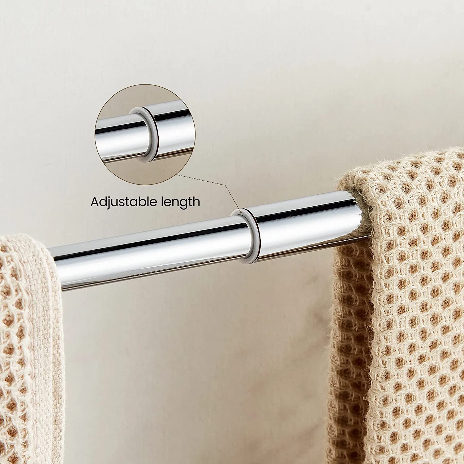 24 Inch Chrome Towel Bar - Adjustable Crystal Bathroom Towel Rack with Wall Mount, Modern Silver Single Towel Holder for Shower, Spa & Luxury Bathroom Decor