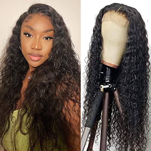Meidisi 28 Inch 4x4 Lace Front Wigs Human Hair - Pre Plucked Brazilian Virgin Wet & Wavy 150% Density Lace Closure Wigs with Baby Hair for Black Women | Natural Black Water Wave | Perfect for Daily Wear, Parties & Special Occasions