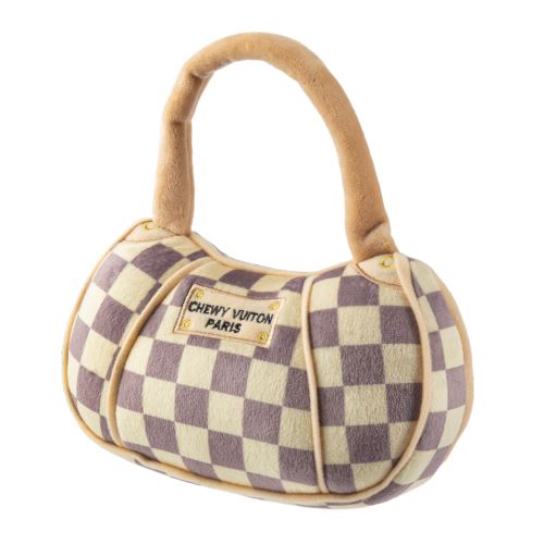 Checker Chewy Vuiton Plush Toy Handbag - Soft Stuffed Animal Toy for Kids, Perfect for Cuddling, Playtime & Collectibles