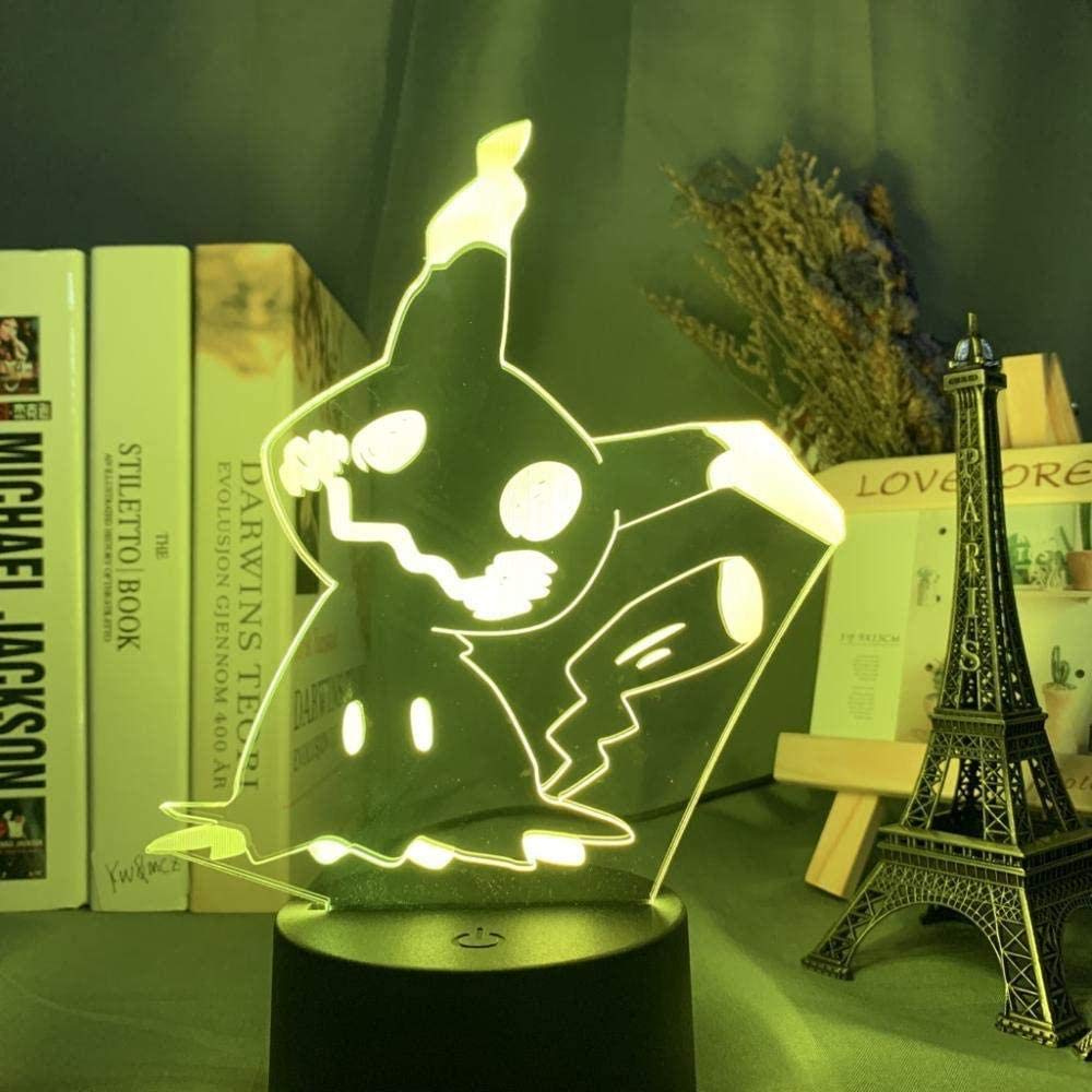 3D Illusion LED Night Light - Mimikyu Figure Lamp for Kids Room Decor, USB Touch Sensor Bedside Sleep Light, Perfect for Children's Bedroom, Nursery, and Gift Giving