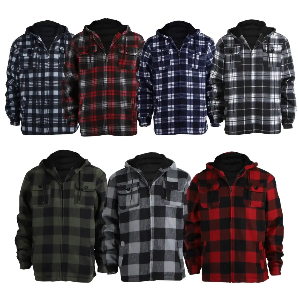 Men's Plaid Sherpa Lined Jacket - Warm Winter Flannel Shirt Jacket for Outdoor Activities & Casual Wear