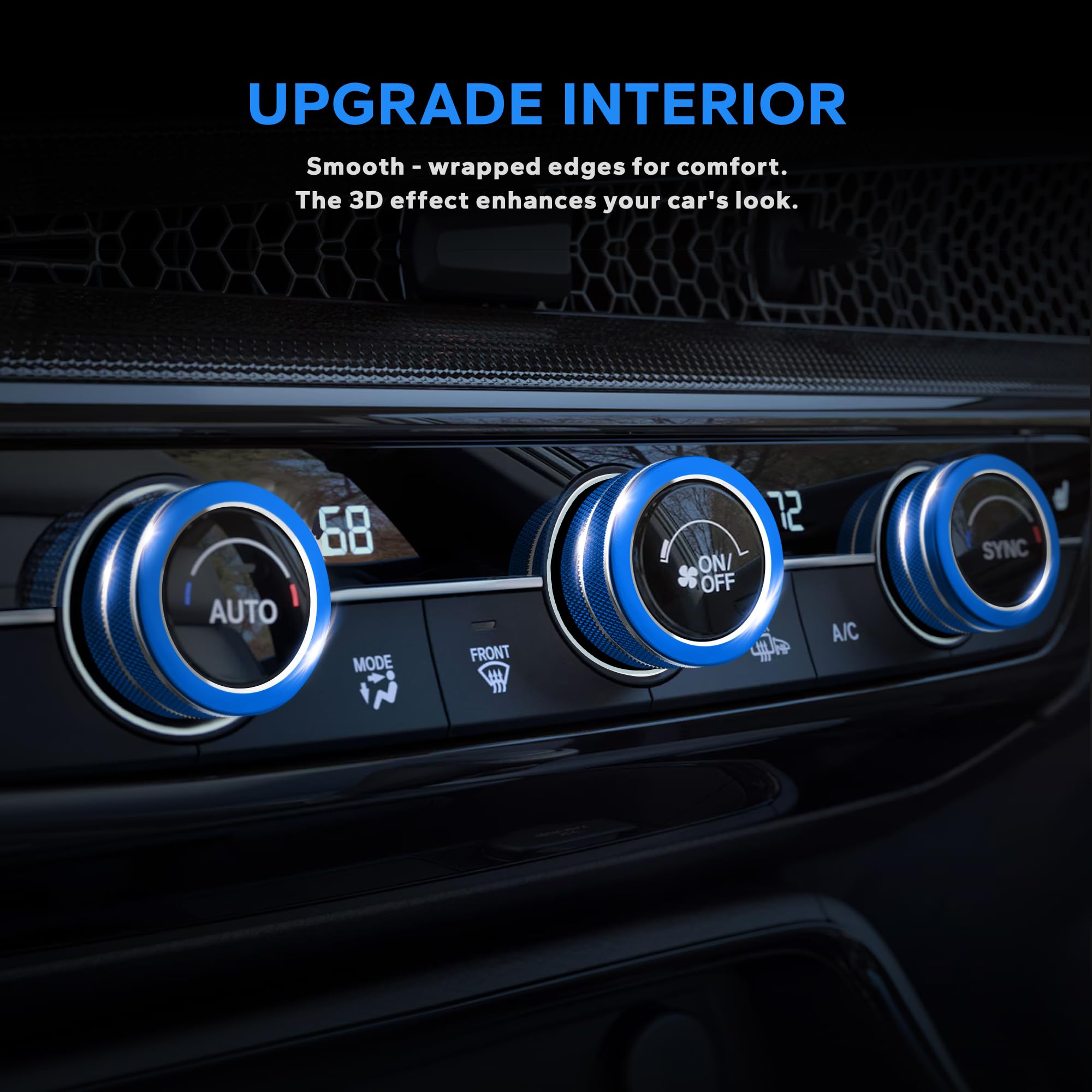 Premium Car Interior Accessories Kit for Honda Civic 2022-2025, CR-V 2023-2025 & Acura Integra 2023-2025 - 11-Piece A/C Vent Cover, Radio Knob & Push Start Button Protector Set (Blue) | Perfect for Customization & Interior Protection