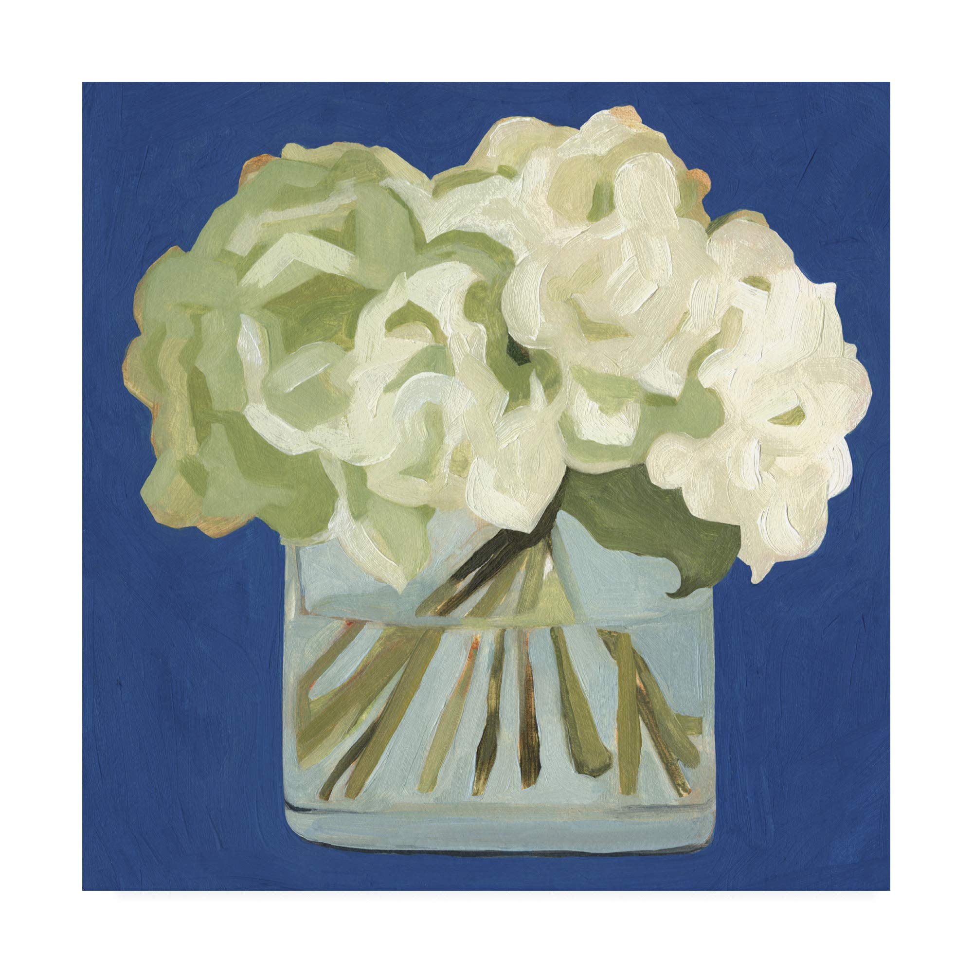 Emma Scarvey White Hydrangeas II Floral Wall Art Print - 35x35 Inches Framed Canvas Painting for Living Room, Bedroom & Office Decor