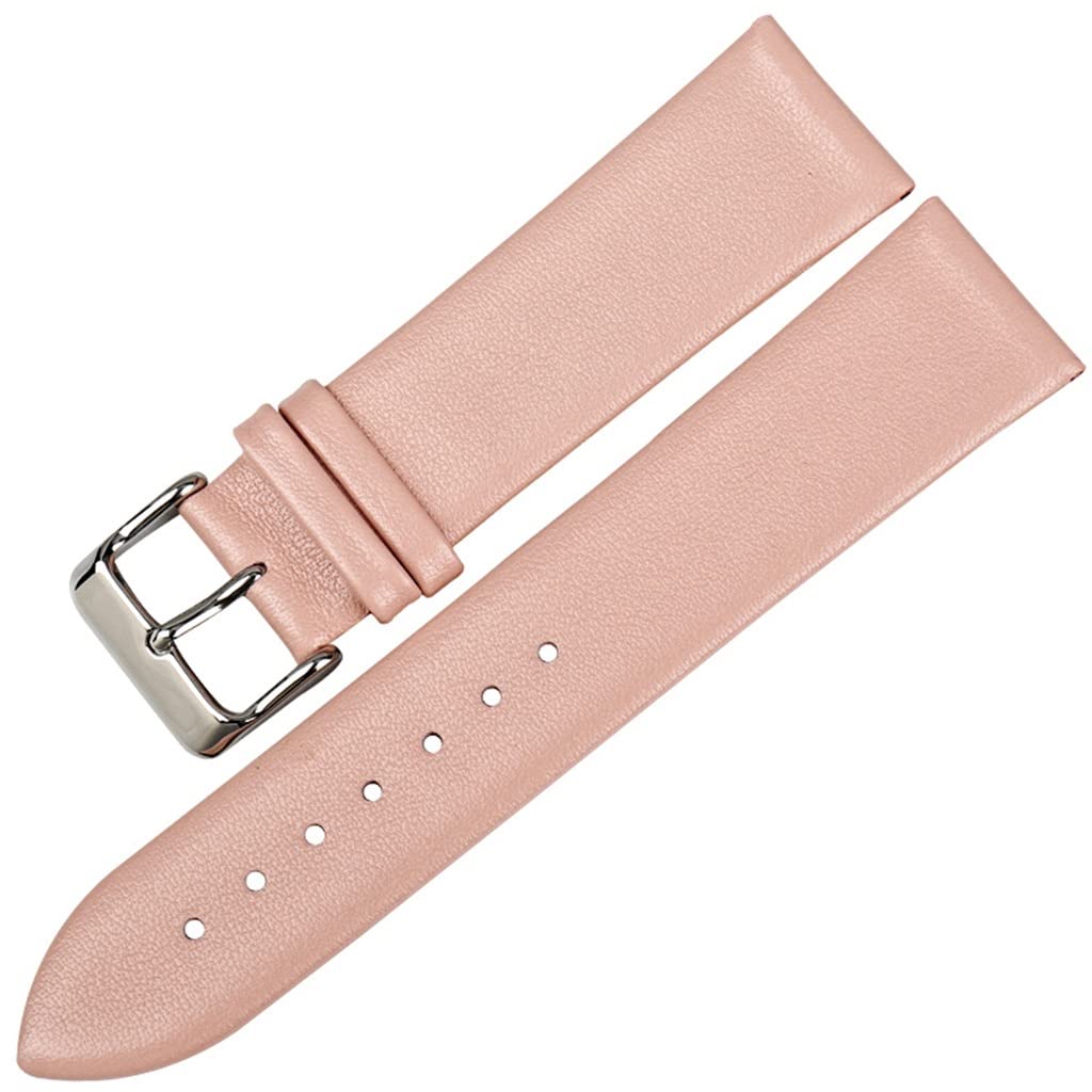 **Pink Leather Watch Band for Women - 14mm Genuine Cowhide Watch Strap Replacement Bracelet | Elegant Accessory for Daily Wear, Office & Special Occasions**