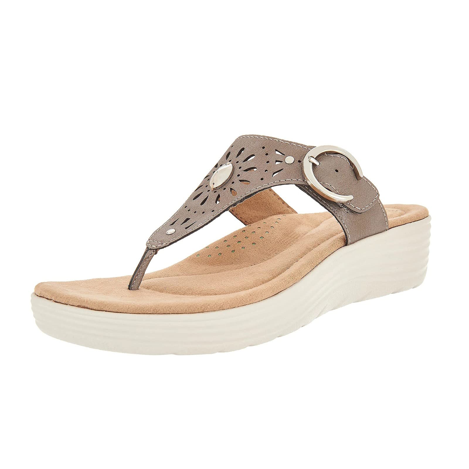 JJKM Women's Embroidered Roman Sandals - Breathable Open Toe Flip Flops with Ring Design | Perfect for Beach, Vacation & Summer Outfits