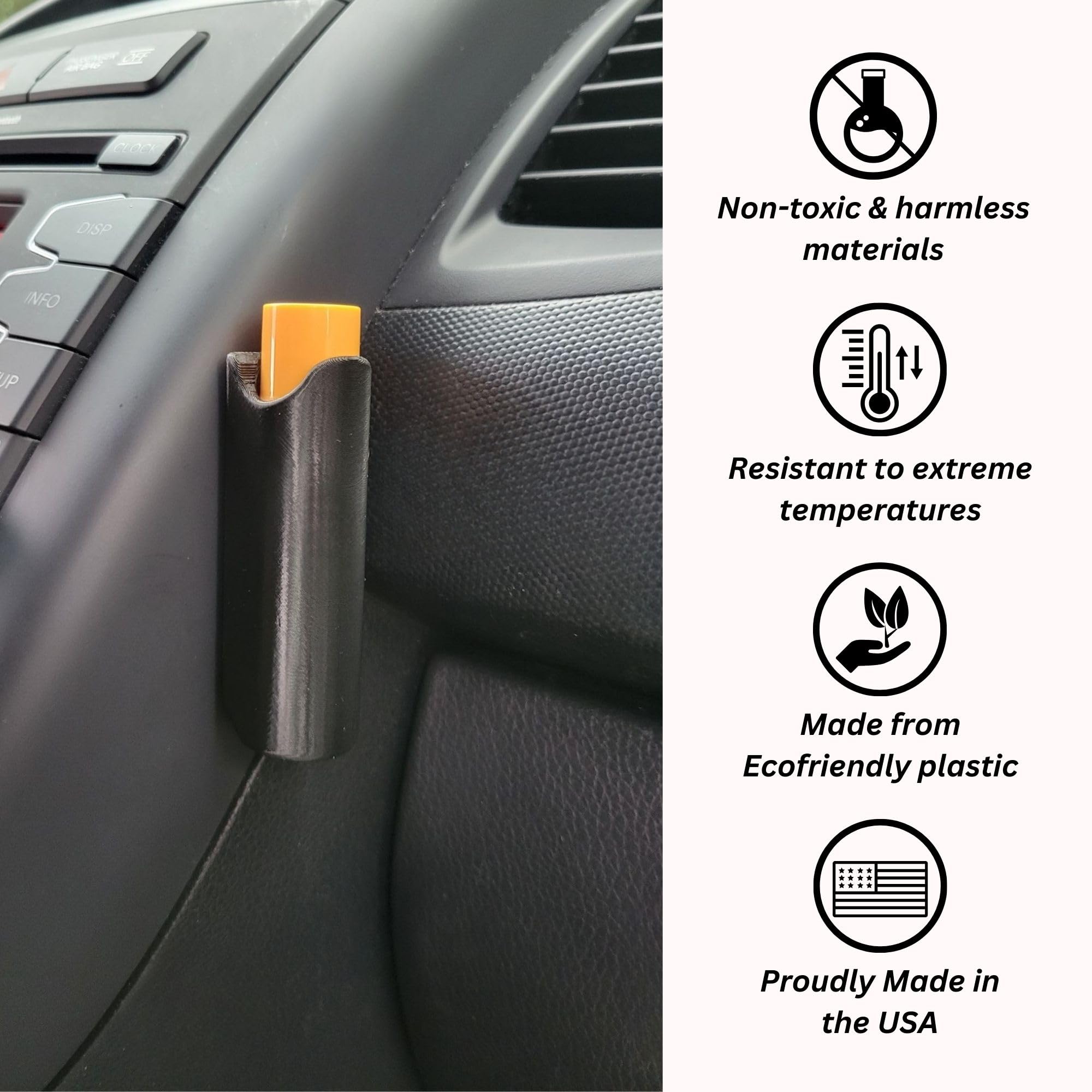 No Melt Upright Lip Balm Holder for Car - Black Chapstick Holder for Women & Teen Girls - Cute Car Accessories & Interior Decor - Perfect for Summer, Travel & Daily Use