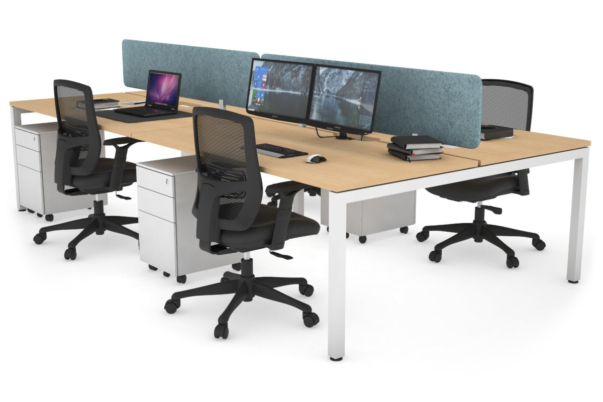 Quadro Square Legs 4 Person Office Workstation Desk - 1200L x 800W with Cable Management - Perfect for Collaborative Workspaces, Open Offices & Coworking Environments