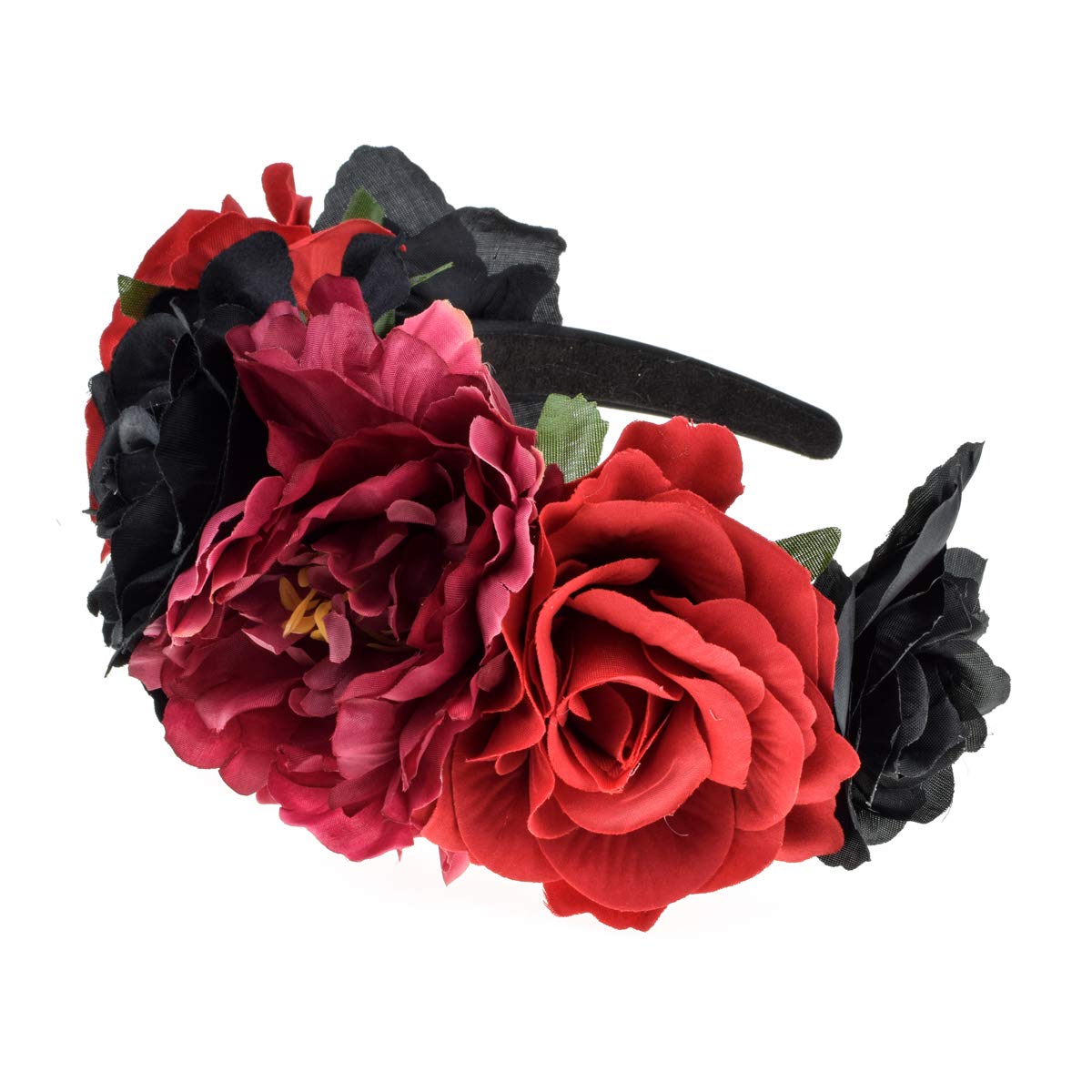 Vividsun Rose Flower Crown for Women - Day of The Dead Floral Headpiece - Perfect for Halloween, Dia de Los Muertos, Cosplay & Festivals