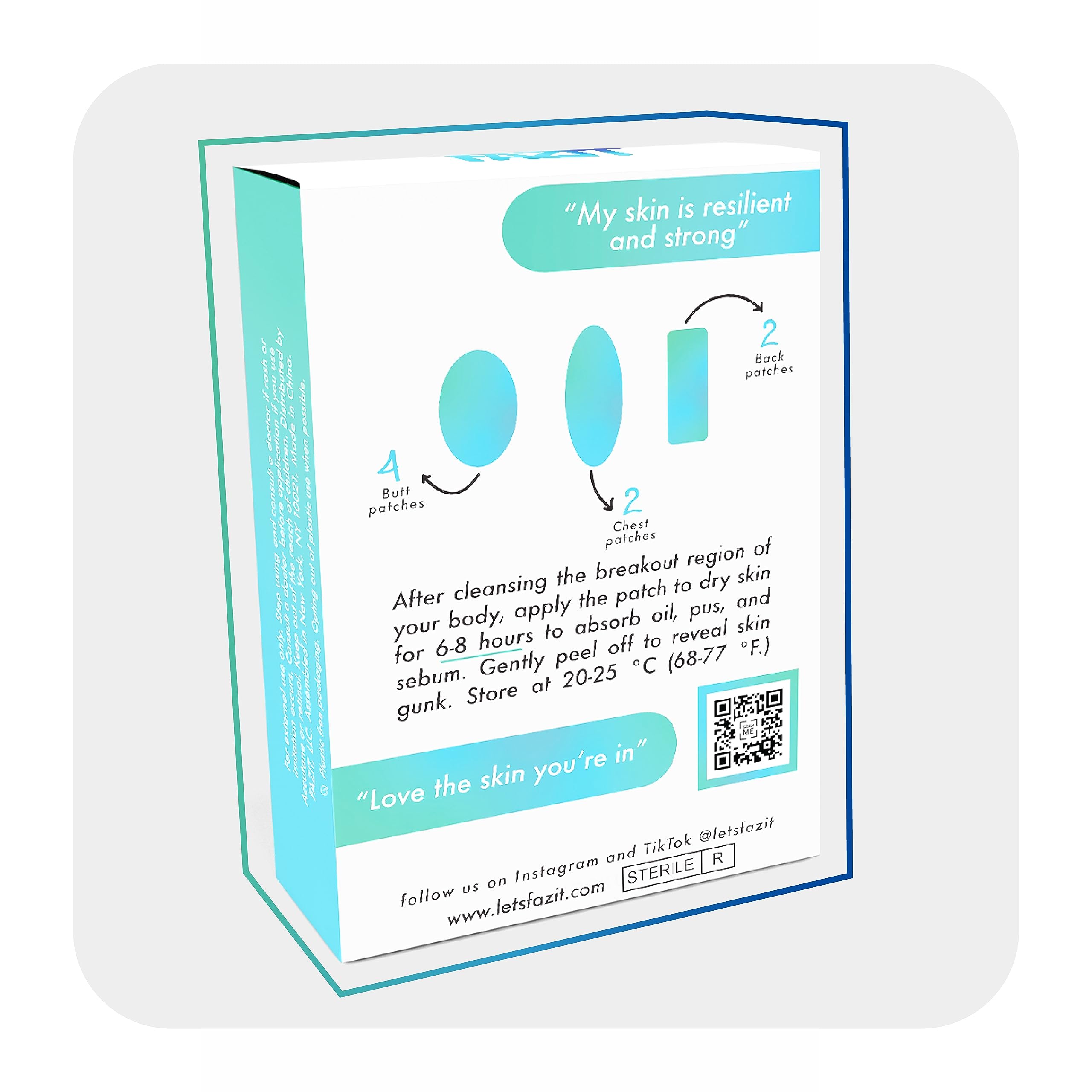 Fazit Body Breakout Pimple Patches - Hydrocolloid Acne Treatment for Chest, Back & Butt - Multi-Shaped Blemish Spot Zit Patches (8 Count) - Perfect for Gym, Travel & Overnight Acne Care