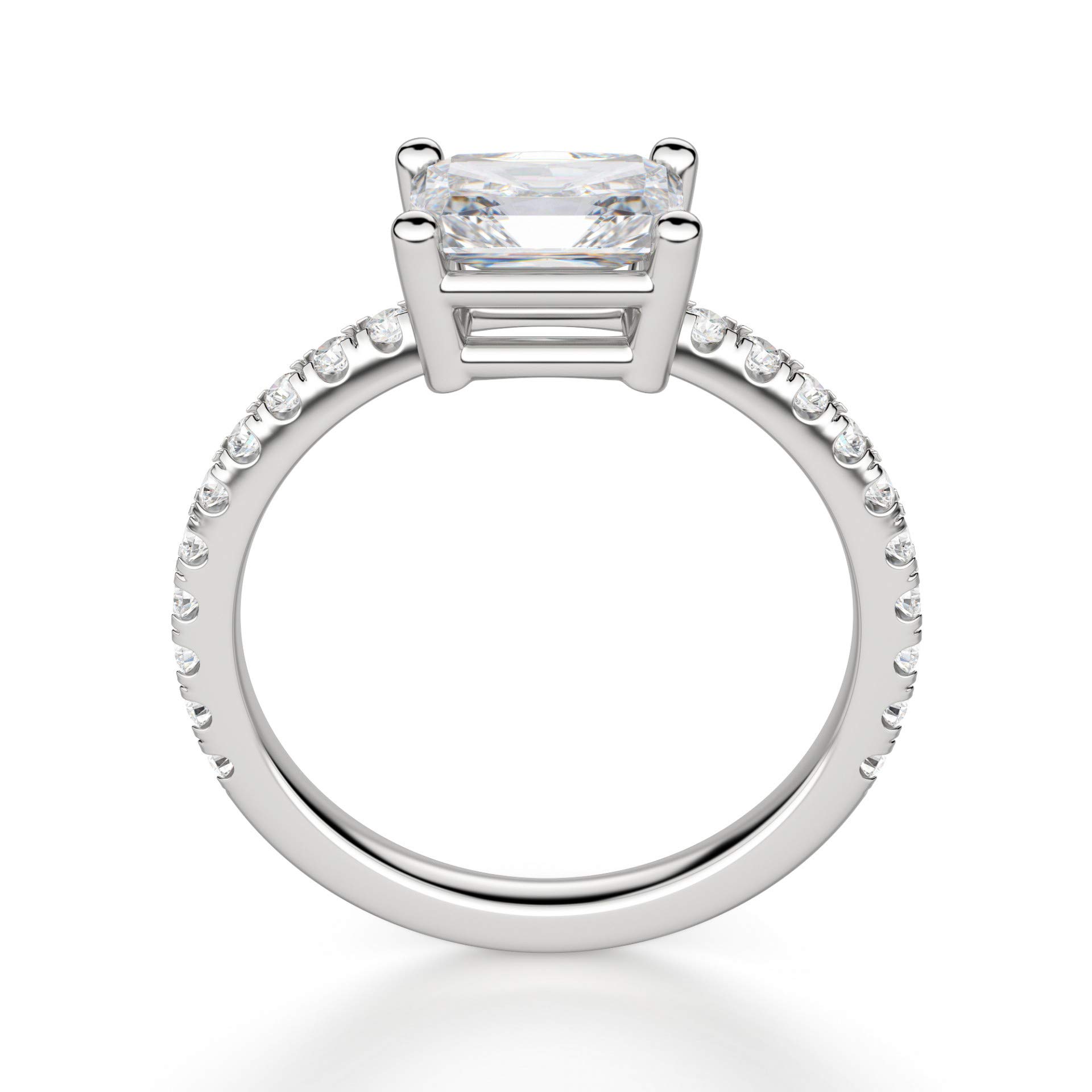 East West Accented Basket Engagement Ring - 2.50CT Radiant Cut VVS1 Colorless Moissanite in 925 Sterling Silver - Promise Ring, Wedding Band, Anniversary Gift - Perfect for Proposals, Bridal Jewelry & Special Occasions
