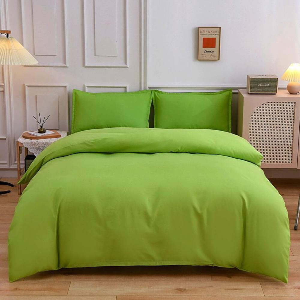 Nordic Simple Green Solid Color Duvet Cover Set - Soft Microfiber Quilt Cover with Pillowcases - Twin/Full/Queen/King Size (200x229cm) - 3 Piece Bedding Set for Kids & Adults - Perfect for Modern Bedrooms, Guest Rooms & Cozy Home Decor