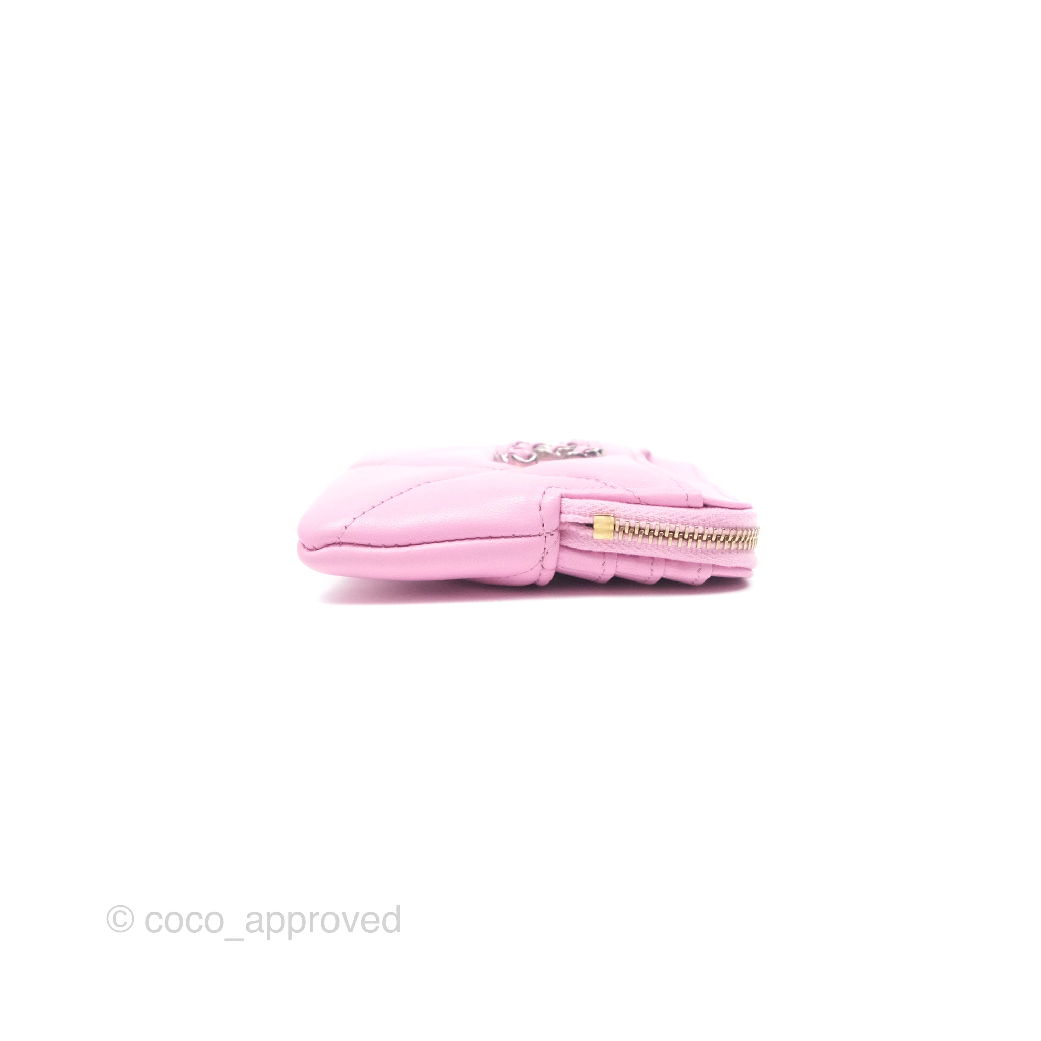 Chanel 19 Zipped Coin Purse & Card Holder in Pink Lambskin Leather - Luxury Wallet for Women, Perfect for Everyday Use & Gift Giving