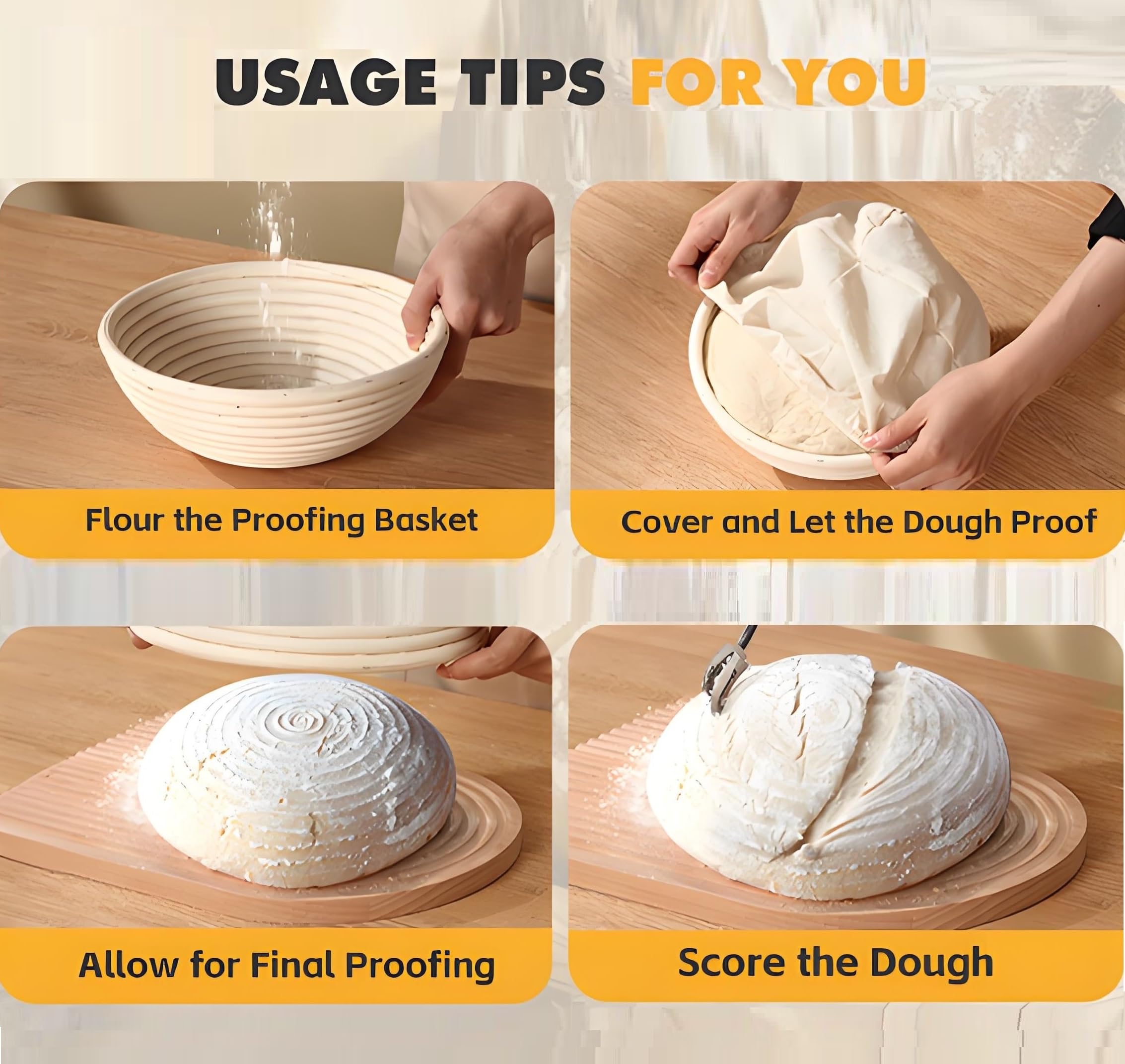 Premium Sourdough Bread Banneton Basket 2-Pack with Linen Liners - 8.5 Inch Round Brotform Proofing Basket for Artisan Bread Baking | Perfect for Homemade Sourdough, Baguettes & Rustic Loaves (Bakery Supplies)