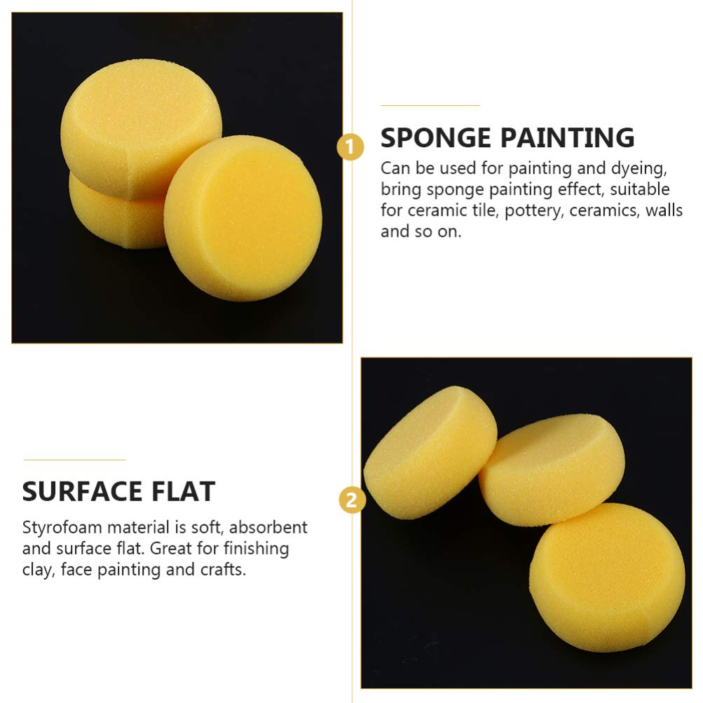 EXCEART 24-Piece Yellow Round Cake Sponge Painting Foam Pads - Large Artist Sponges for Pottery, Crafts & DIY Projects - Bulk Synthetic Sponges for Toddler Art & Book Binding