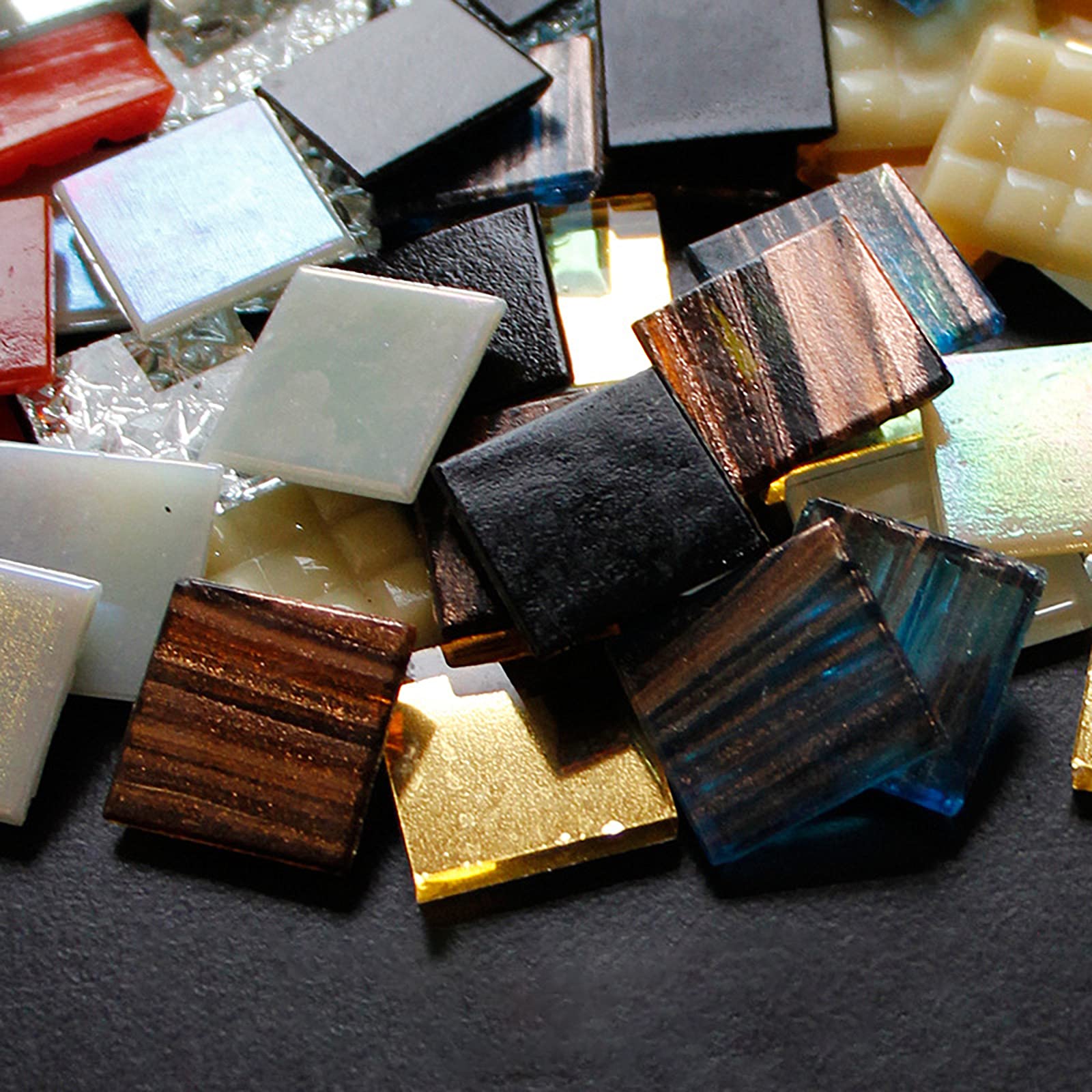 65-Piece Glass Mosaic Tile Set (200g) - 2x2cm Square Tiles in Vibrant Color Mix for DIY Home Decor, Crafts, Plates, Picture Frames & Flower Pots - Perfect for Kitchen Backsplash, Bathroom Wall Art & Garden Decor Projects