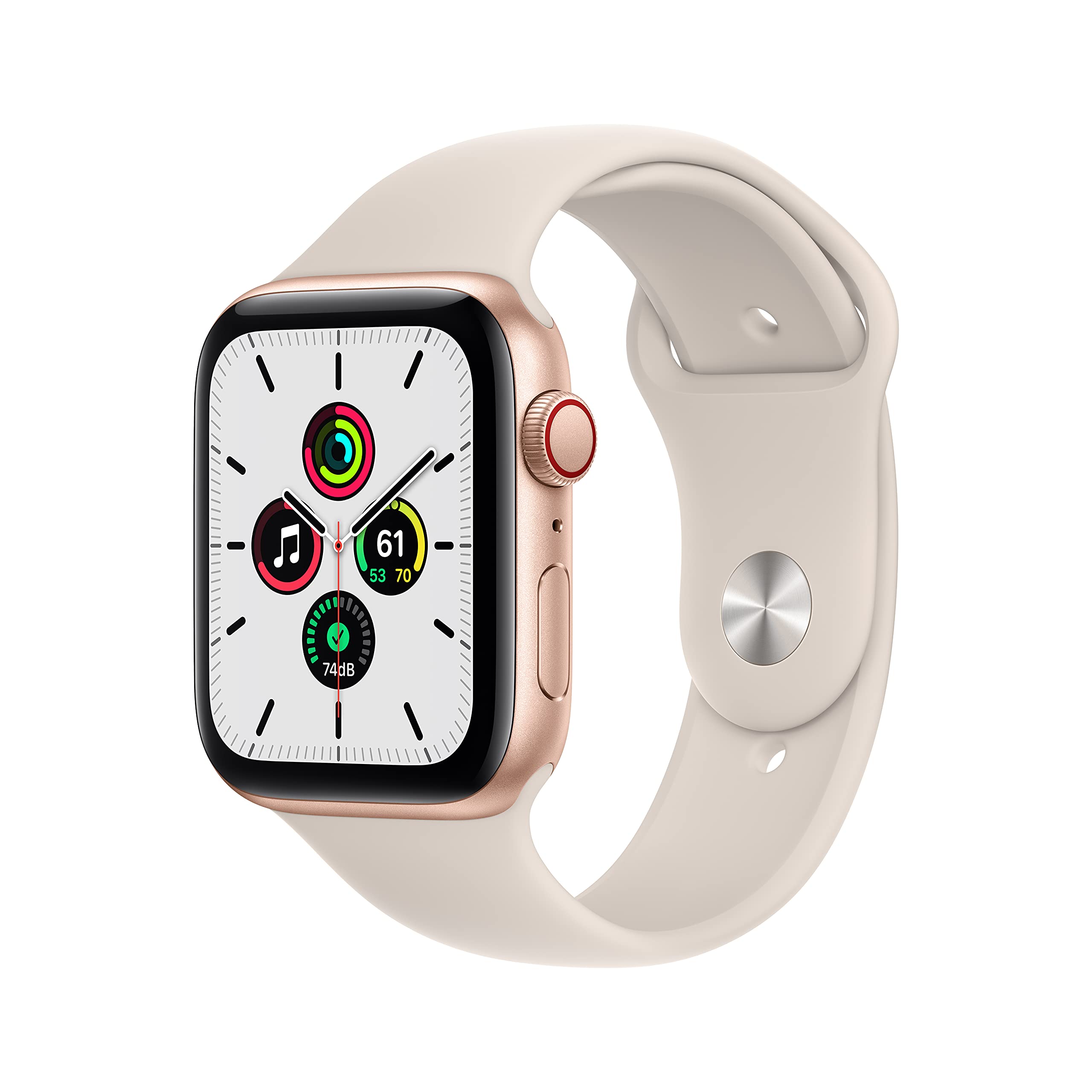 Apple Watch SE (GPS + Cellular, 44mm) - Gold Aluminum Case with Starlight Sport Band - Certified Refurbished | Smartwatch for Fitness Tracking, Notifications & Calls | Perfect for Workouts, Running & Daily Use