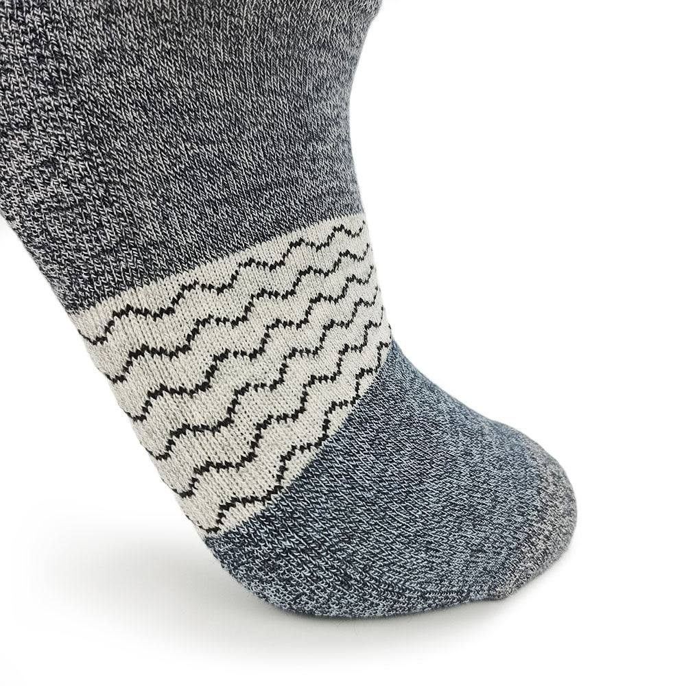 Tri Block Ankle Socks 3 Pack - Charcoal & Blue - Comfortable Athletic Socks for Running, Gym & Everyday Wear