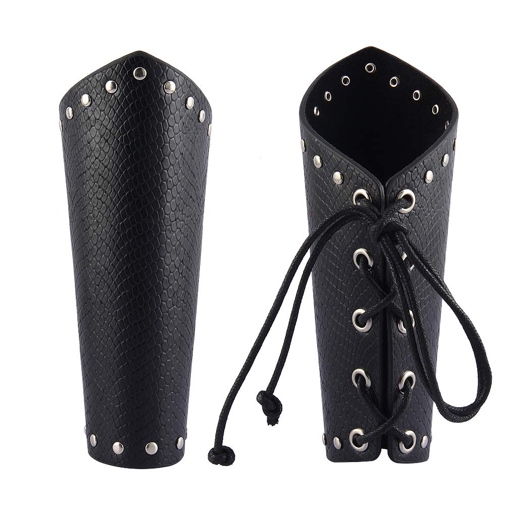 AZORA Leather Gauntlet Wristband - Medieval Bracers Armor Set (2 Pcs) - Adjustable Buckle Wrist Cuffs for LARP, Cosplay & Renaissance Fairs - Perfect for Viking, Knight & Warrior Costumes