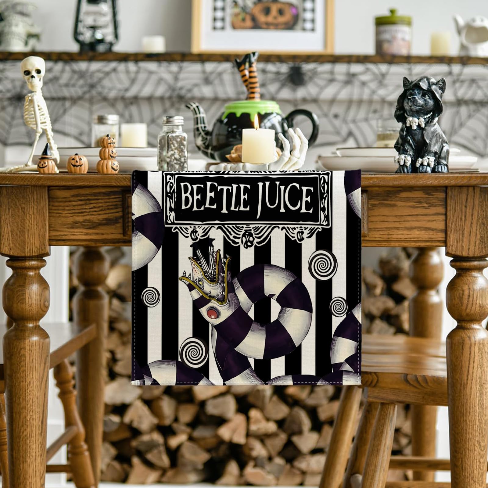 Halloween Table Runner - Horror Classic Movie Themed Table Cover for October 31 Decor | Spooky Home Party Decorations for Halloween Celebrations & Dinner Parties