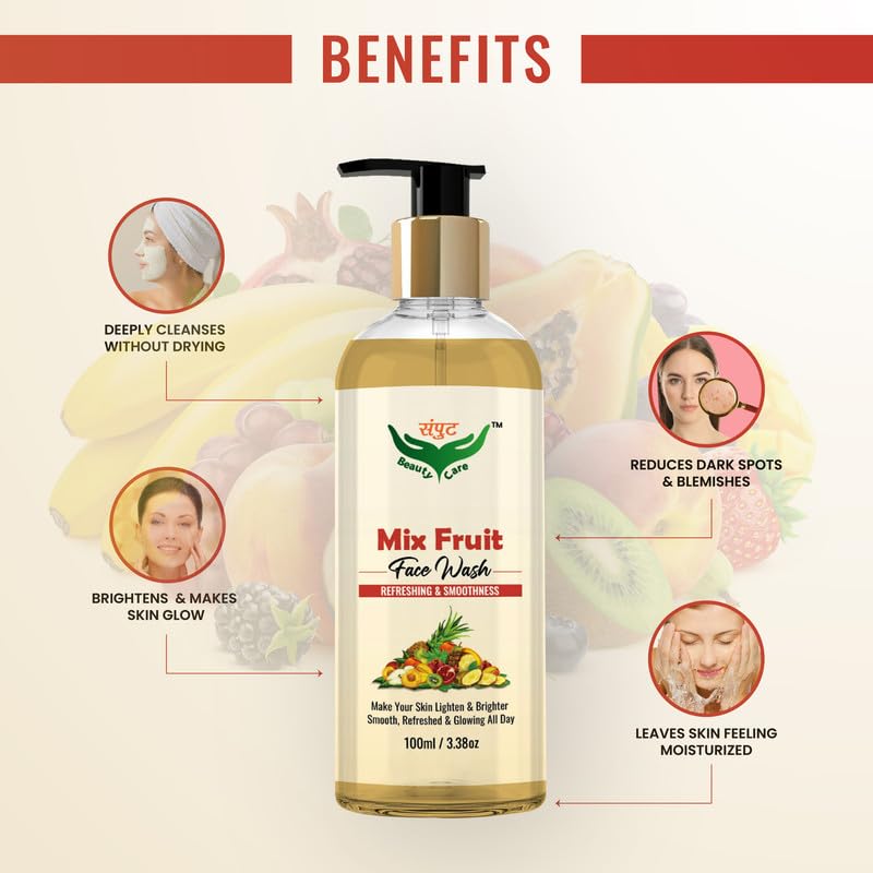 Refreshing SAMPUT Mix Fruit Face Wash for Smooth & Bright Skin - Lightening & Glow Boosting Cleanser for Daily Skincare Routine