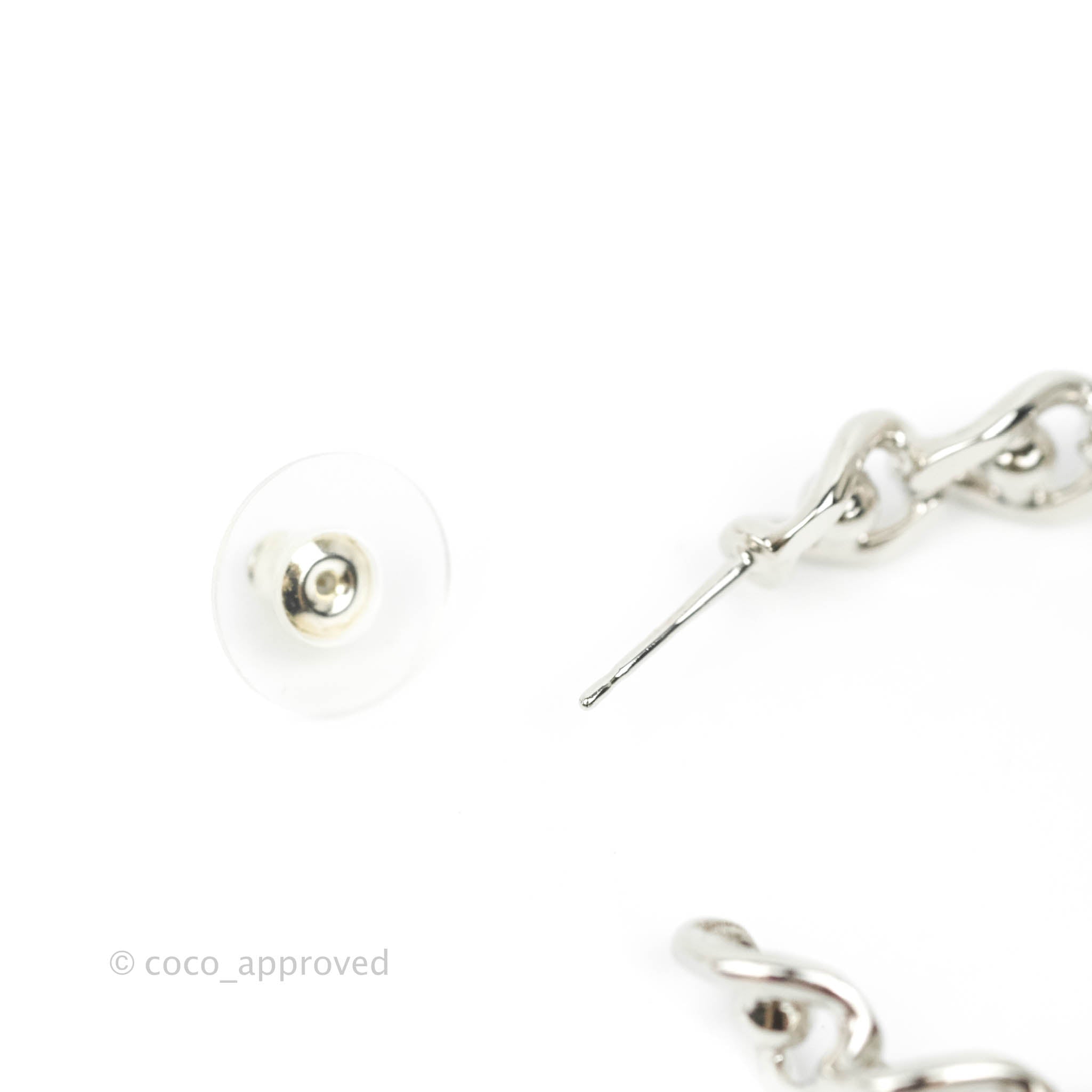 Chanel CC Chain Hoop Earrings in Silver Tone - 22A Collection | Luxury Fashion Jewelry for Women | Perfect for Parties, Weddings & Special Occasions