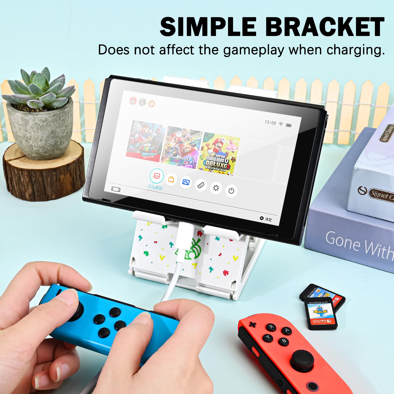 DLseego Adjustable & Portable Playstand for Nintendo Switch/Switch Lite/Switch OLED - Foldable Holder with Playing Card Slot & Non-Slip Base - Perfect for Gaming on the Go, Travel, and Multiplayer Sessions