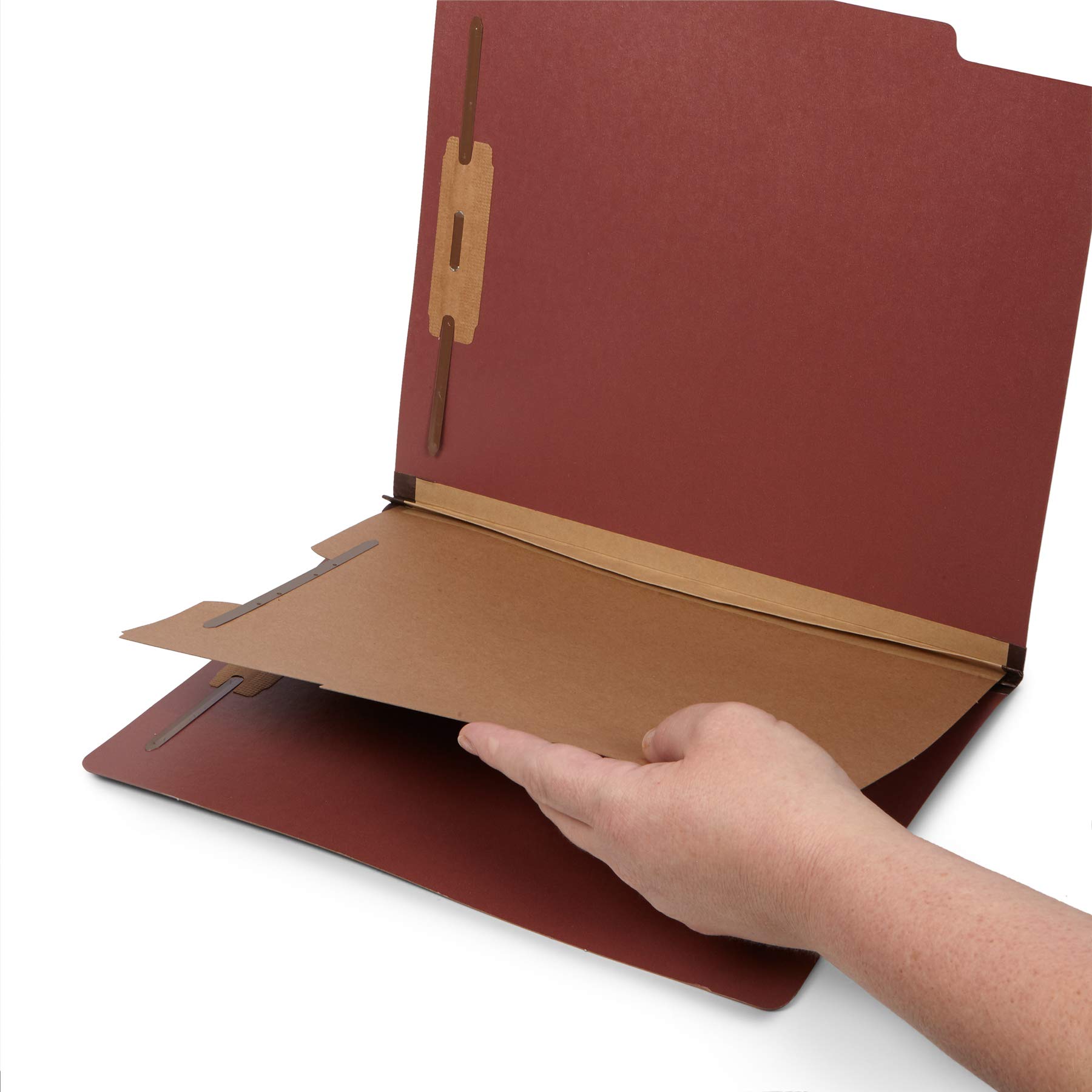 10 Pack Red Brick Letter Size Classification Folders - 1 Divider, 2 Inch Tyvek Expansion, 2 Prongs - Durable File Organizer for Medical Records & Office Documents | Perfect for Filing Cabinets, Home Office & School Organization