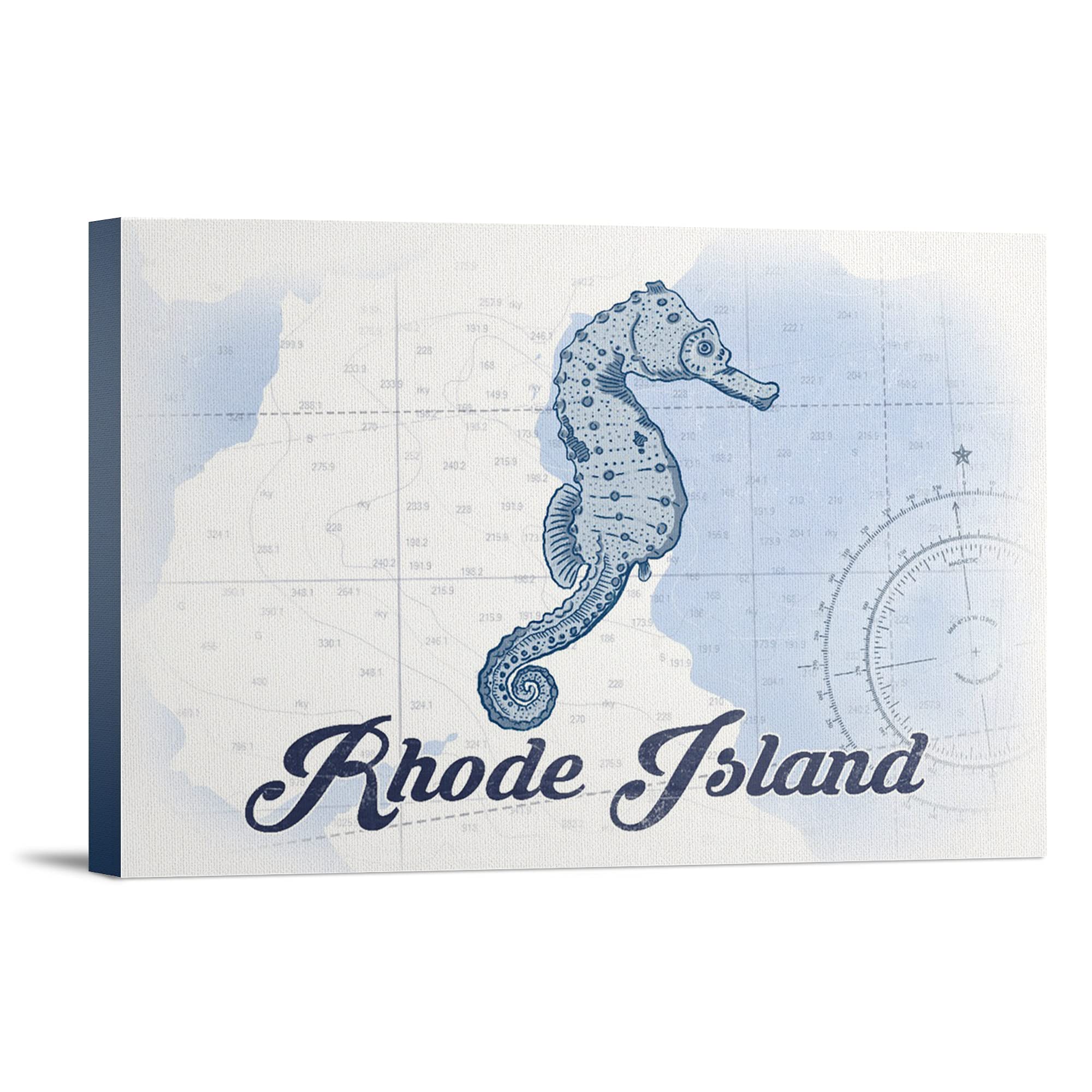 Blue Seahorse Coastal Icon Wall Art - 16x24 Wrapped Canvas Print for Beach House Decor, Ocean Themed Living Room & Nautical Bedroom