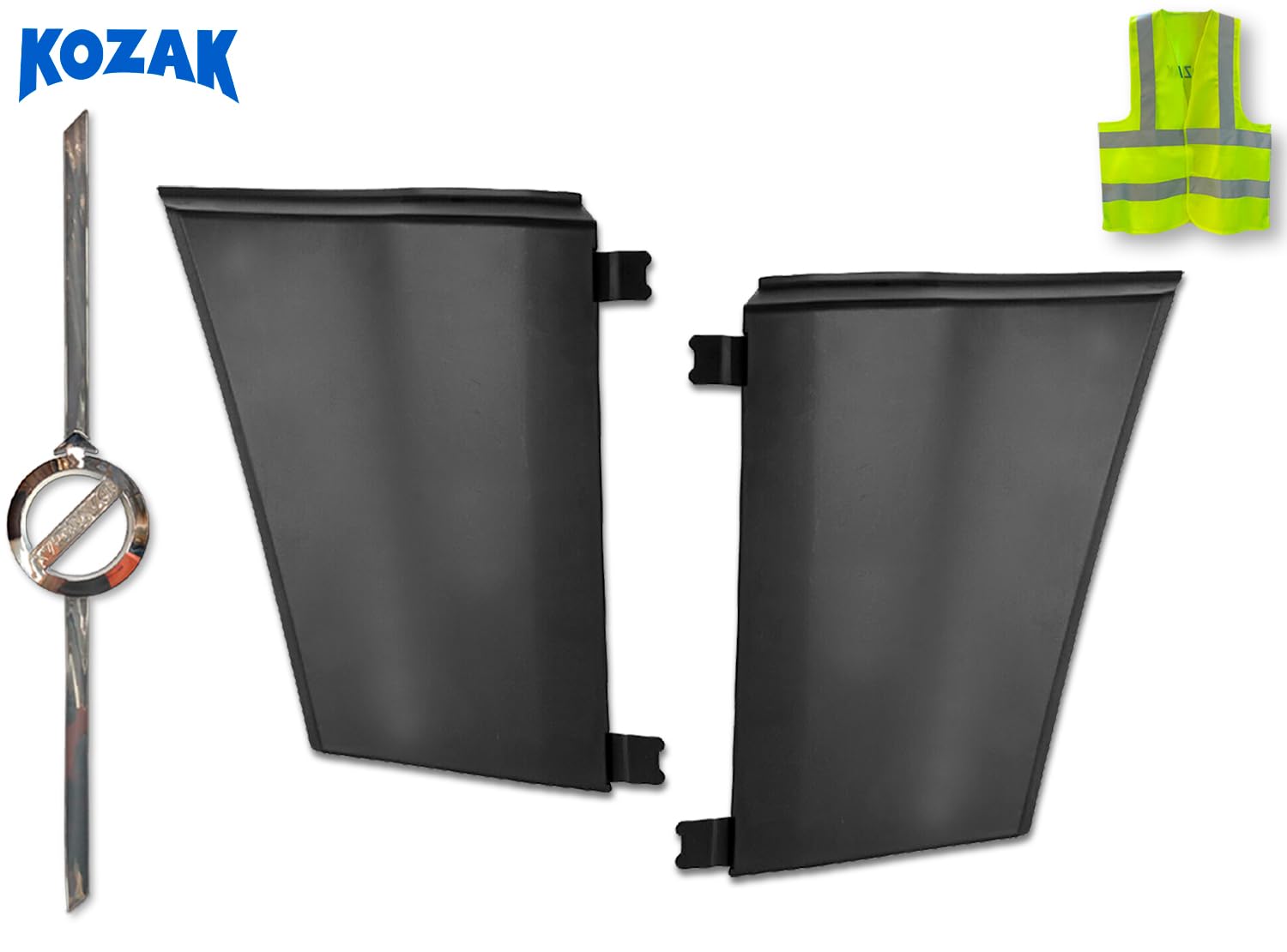 Volvo VNL 2018+ Right & Left Bumper Covers - KOZAK PLASTIC Replacement Parts with Logo Emblem, Stripe & Reflective Vest | Heavy Duty Truck Accessories for Long Haul Safety & Style