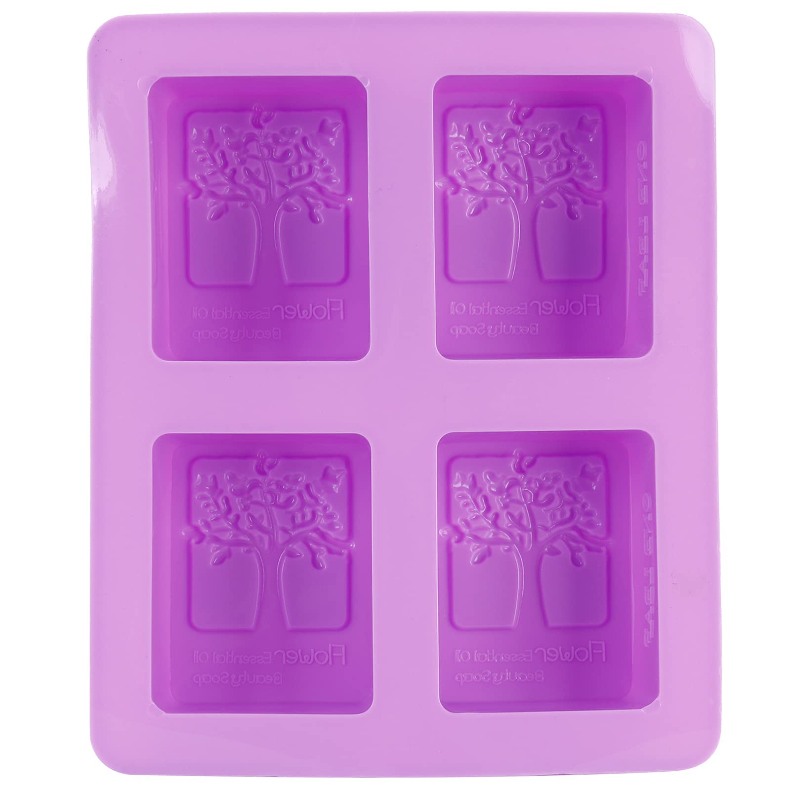 Fdit 4-Grid Purple Silicone Soap Mold - High Temp Resistant DIY Baking Mold for Handmade Soap, Cake, Muffin & Brownie - Perfect for Home Baking & Craft Projects