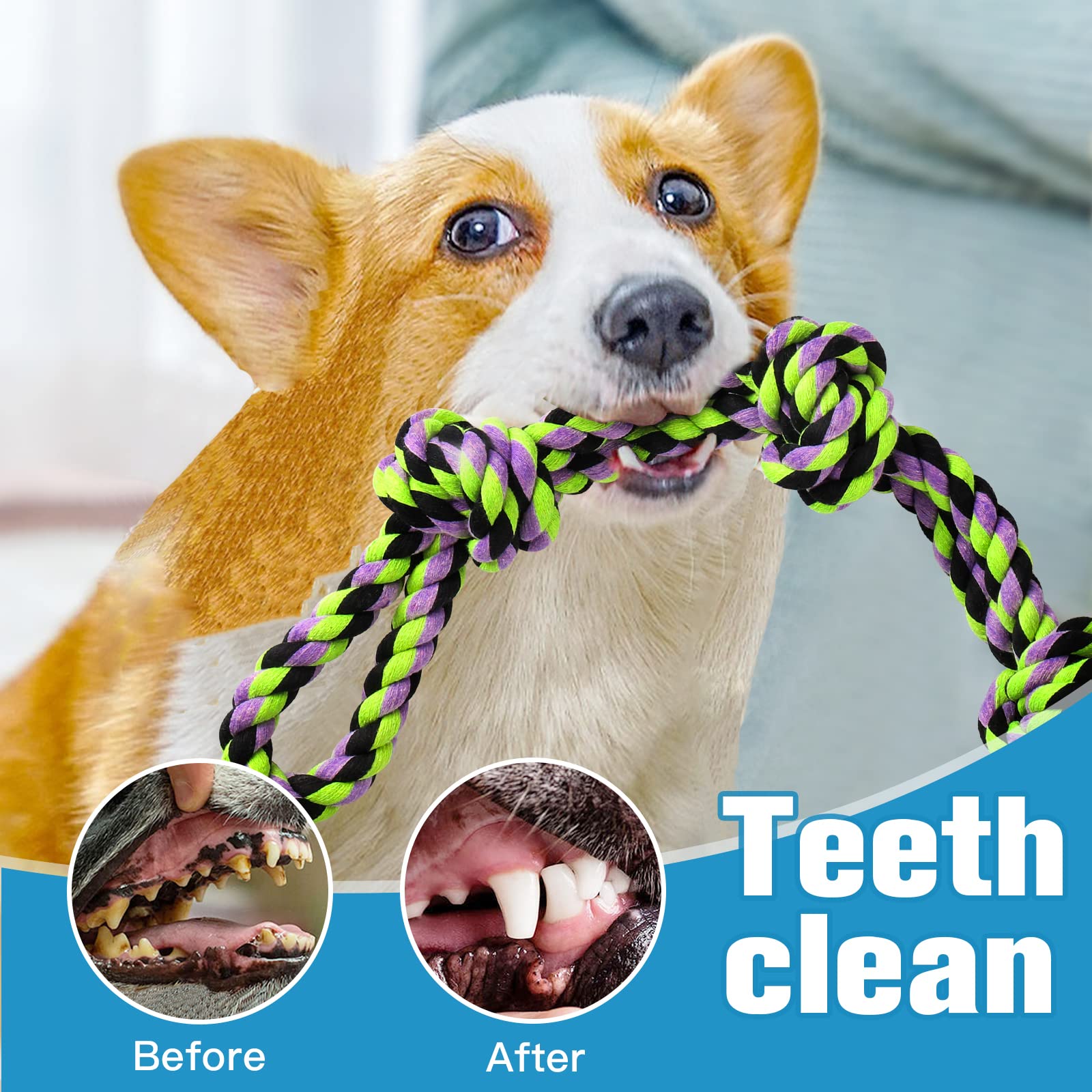 UPSKY Durable Dog Rope Toys - 2 Pack Nearly Indestructible Chew Toys for Medium & Large Breed Dogs | Dental Cleaning, Teething Relief & Tug-of-War Play | Perfect for Aggressive Chewers & Boredom Busters - Great for Indoor/Outdoor Playtime & Training Sessions