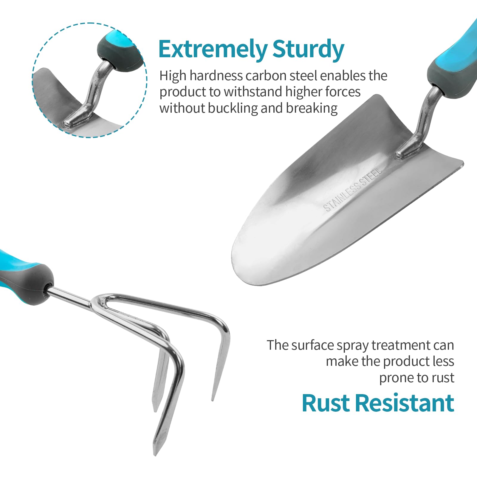 Premium 3-Piece Stainless Steel Garden Tools Set - Trowel, Transplanting Shovel & Digging Tool for Men & Women | Durable Outdoor Gardening Kit for Planting, Weeding & Landscaping | Perfect for Home Gardens, Flower Beds & Vegetable Patches
