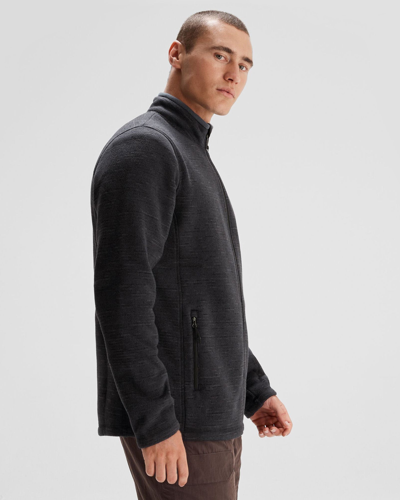 Men's Aikman Fleece Jacket - Soft Warm Winter Coat for Outdoor Activities | Black Marle Color | Perfect for Hiking, Camping & Casual Wear