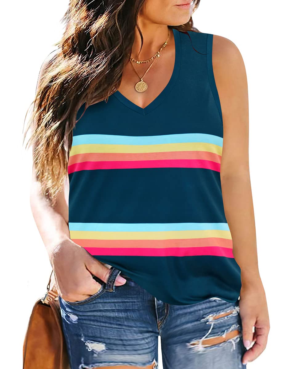 Plus Size Tank Tops for Women - V/Round Neck with Zipper, Tie Dye Casual Shirts XL-5XL for Summer Outfits