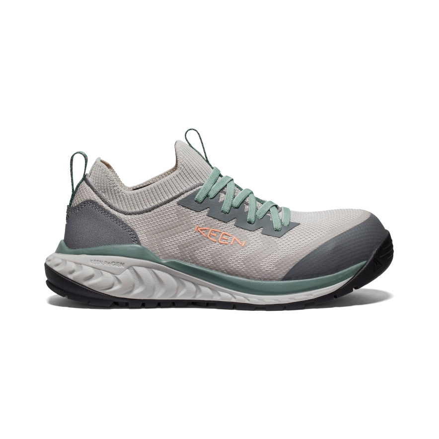 Women's Arvada Steel Toe Work Sneakers - Slip Resistant Safety Shoes for Women, Carbon Toe, Steel Grey/Granite Green - Perfect for Construction, Warehouse & Industrial Work