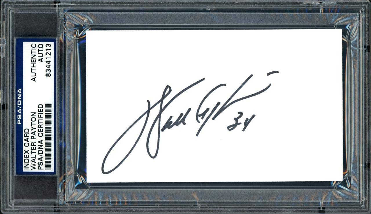 Walter Payton Autographed 3x5 Index Card Chicago Bears PSA/DNA Certified #64589 - NFL Cut Signatures - Perfect for Sports Memorabilia Collectors and Chicago Bears Fans