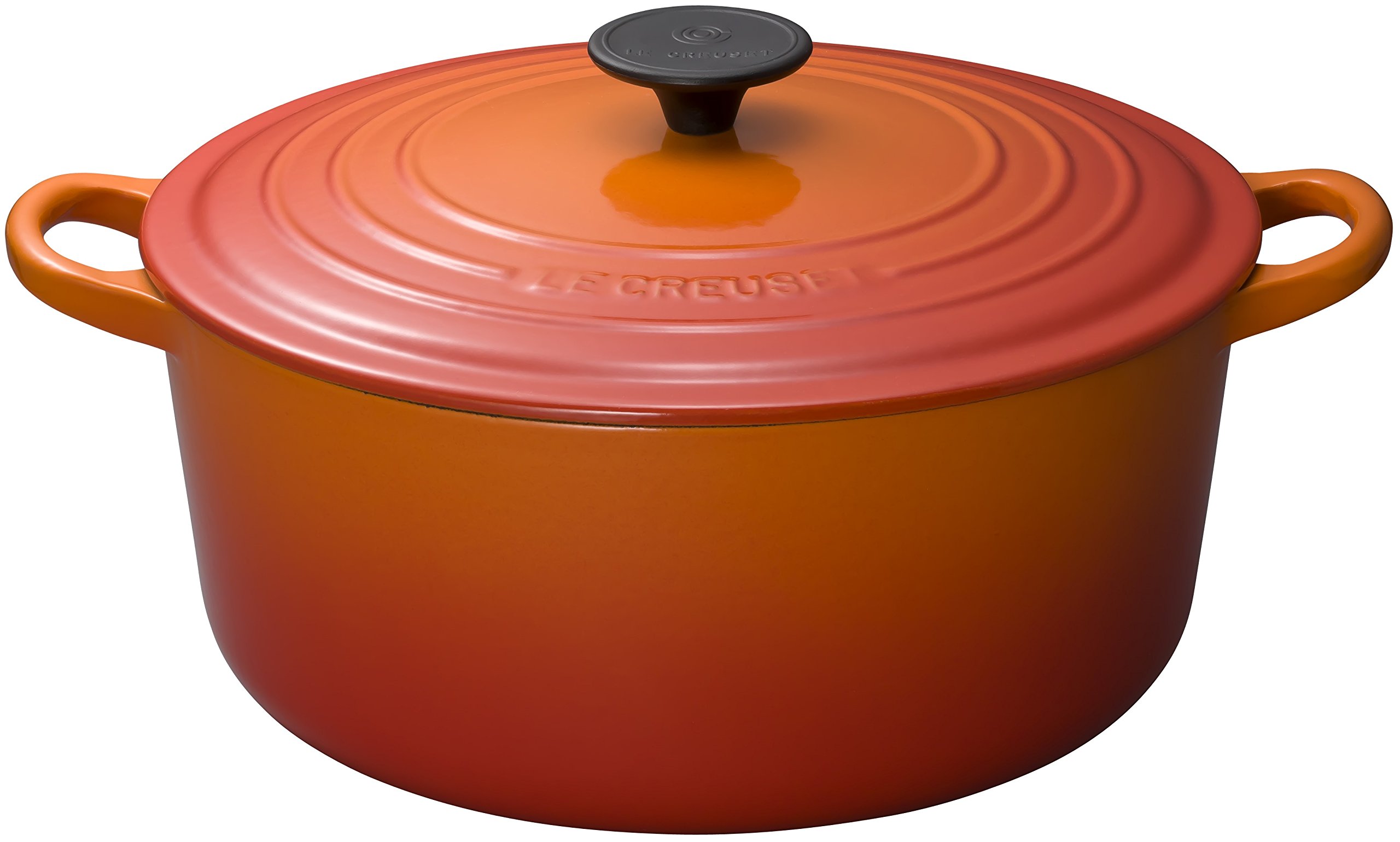 Le Creuset Enameled Cast-Iron 9-Quart Round Dutch Oven in Flame - Premium French Oven for Braising, Baking & Slow Cooking - Perfect for Soups, Stews, Bread & Family Meals