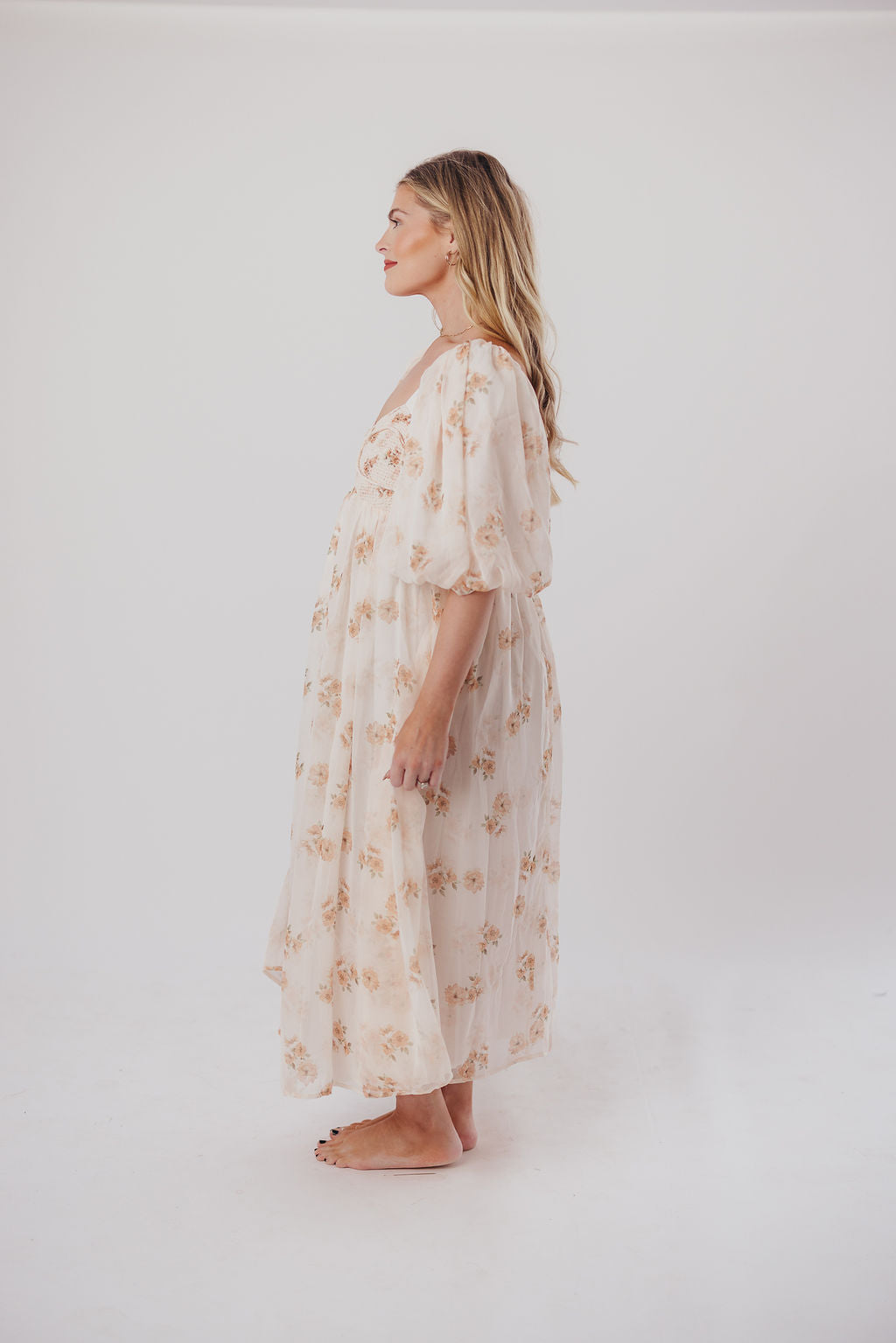 Harlow Maxi Dress in Taupe Floral - Bump Friendly Maternity Dress with Inclusive Sizing (S-3XL) | Perfect for Pregnancy, Beach Vacations & Special Occasions