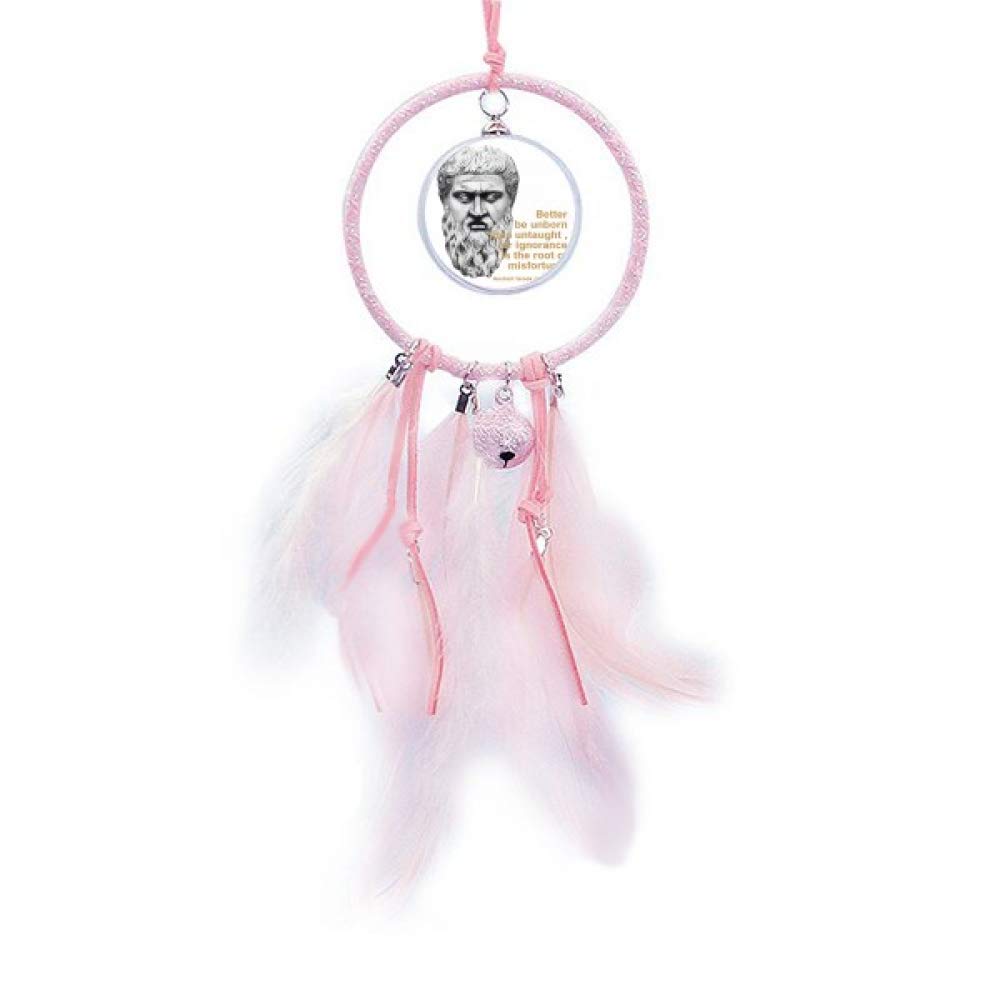 OFFbb-USA Thinking Plato Greek Teacher Dream Catcher with Small Bell - Greek Philosophy Inspired Bedroom Decor for Meditation & Relaxation