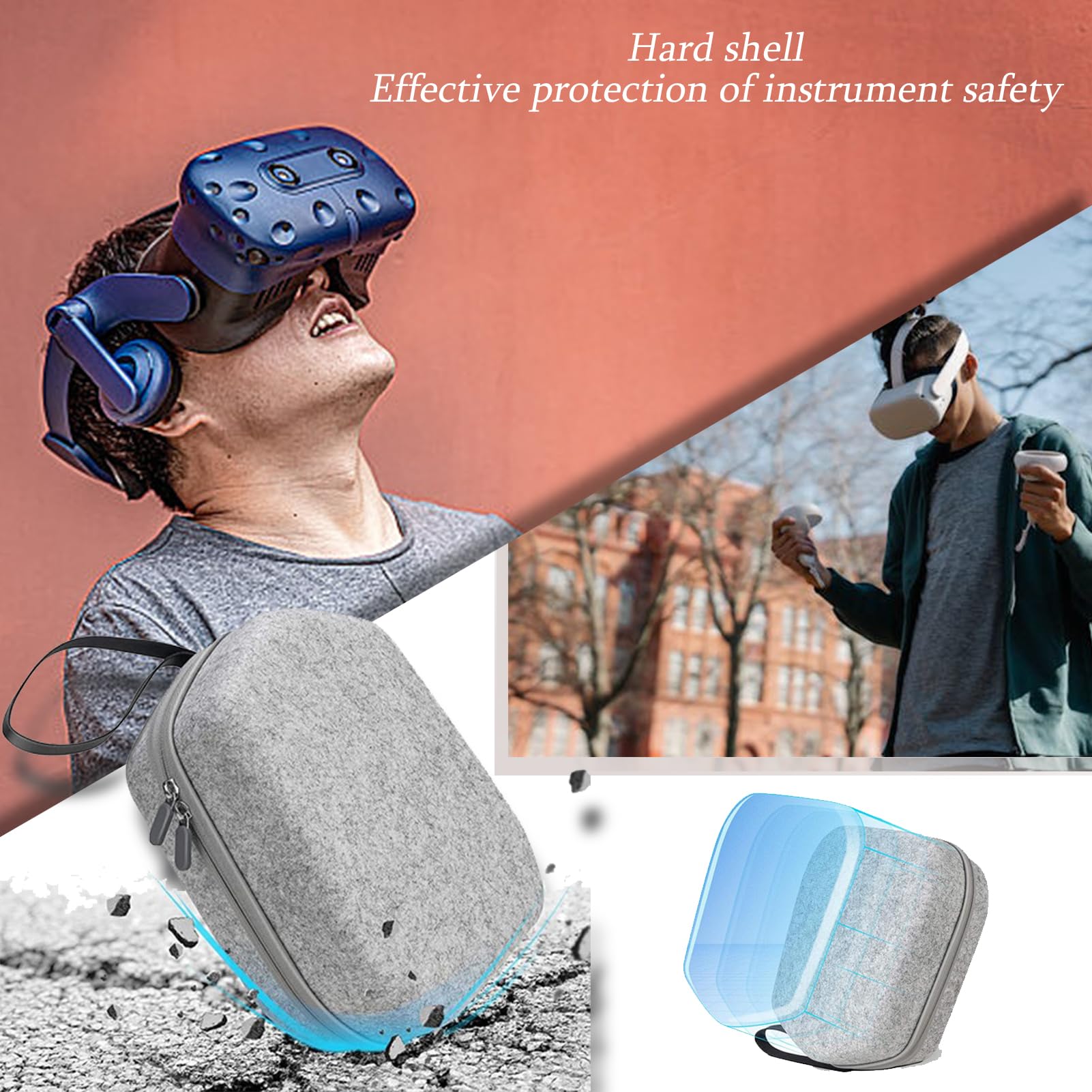Premium VR Glasses Storage Case - Anti-Scratch EVA Hard Shell Travel Organizer for Oculus Quest 2 Headset - Portable Protective Box for Gaming, Home Storage & Travel Accessories