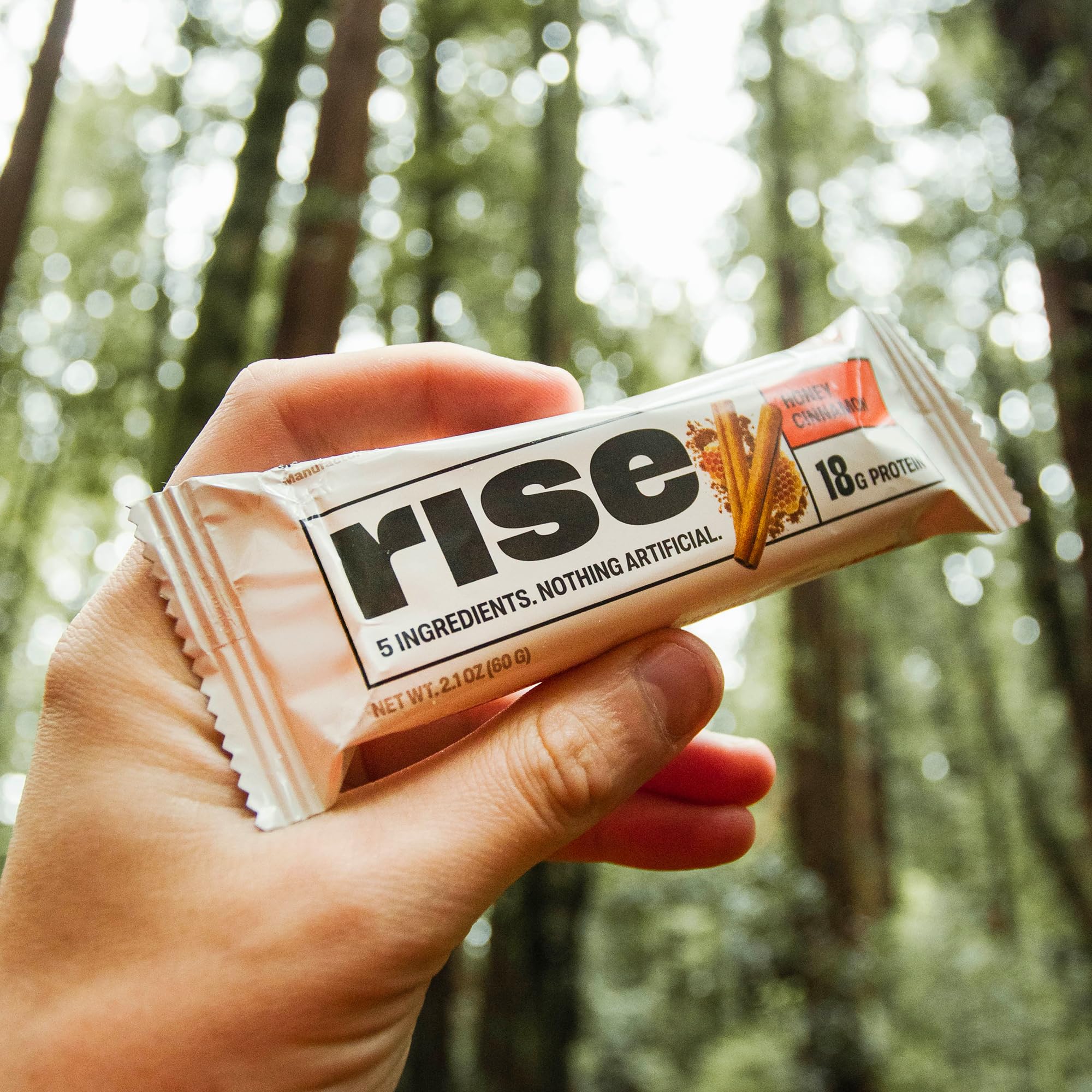Rise Whey Protein Bars - Honey Cinnamon Flavor | High Protein Snack Bar with 18g Protein & 4g Fiber | 5 Whole Food Ingredients | Gluten-Free, Soy-Free | Perfect for Breakfast, Post-Workout & On-the-Go Energy