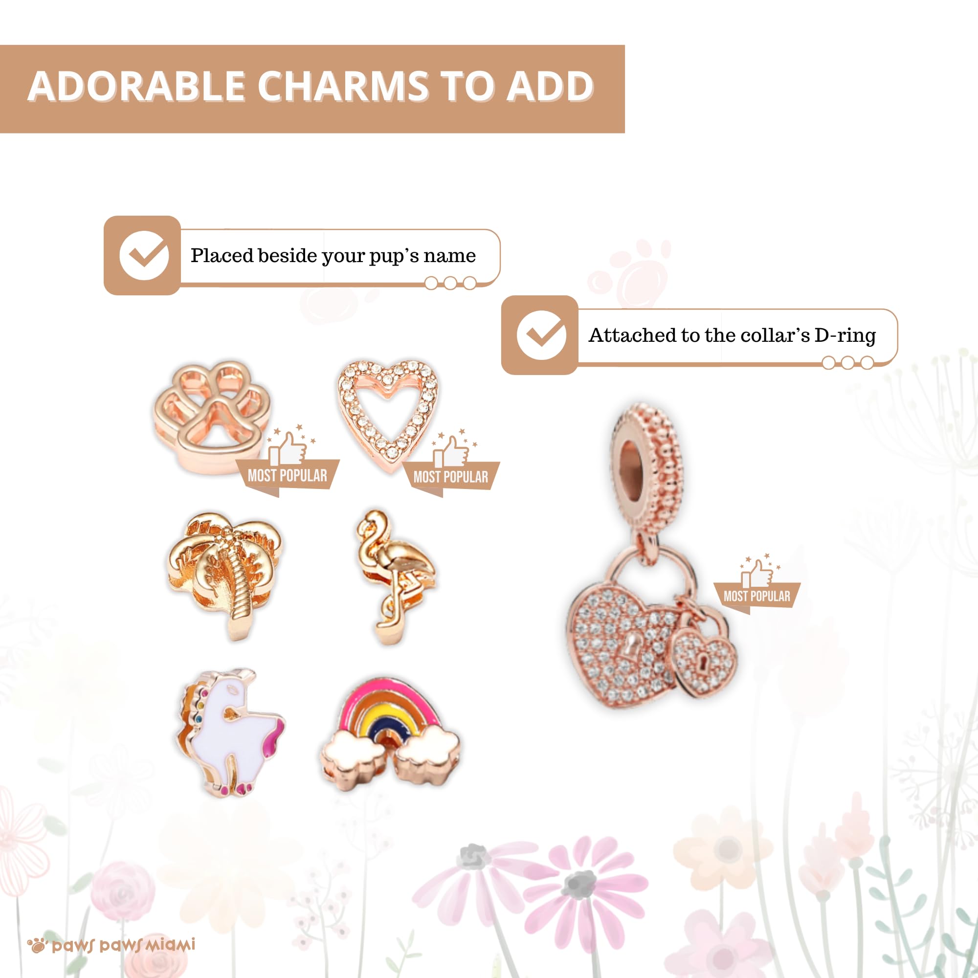 Custom Personalized Dog Collar for Medium Dogs - Gold Plated Cubic Zirconia Initials & Charm Jewels - Pink Miami Style Pet Accessory - Perfect for Daily Walks, Special Occasions & Gift Giving