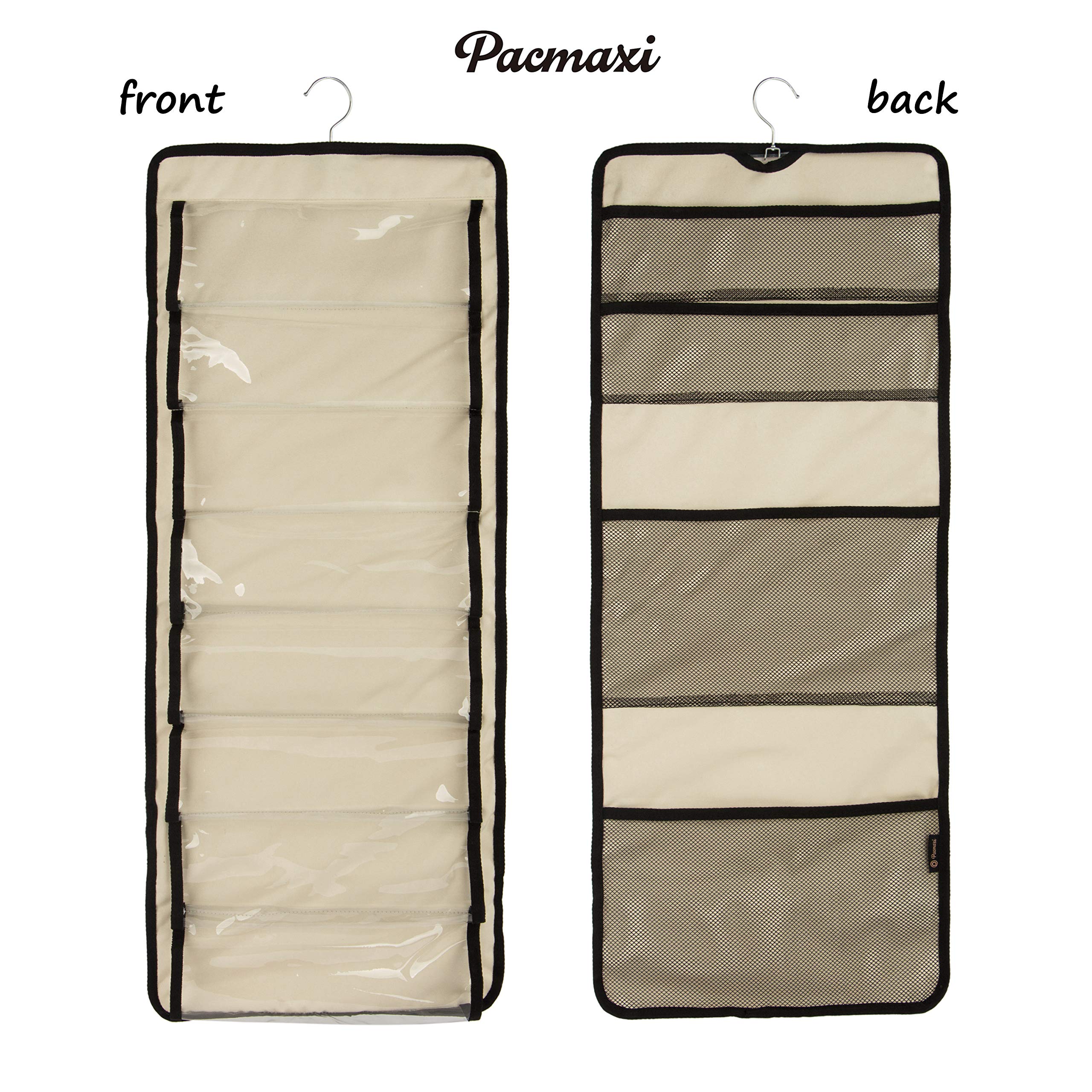 PACMAXI Double Sided Hanging Gift Wrap Organizer with Multiple Pockets - Storage for Wrapping Paper Rolls, Ribbons & Supplies - Perfect for Holiday Gift Wrapping, Craft Room & Home Organization
