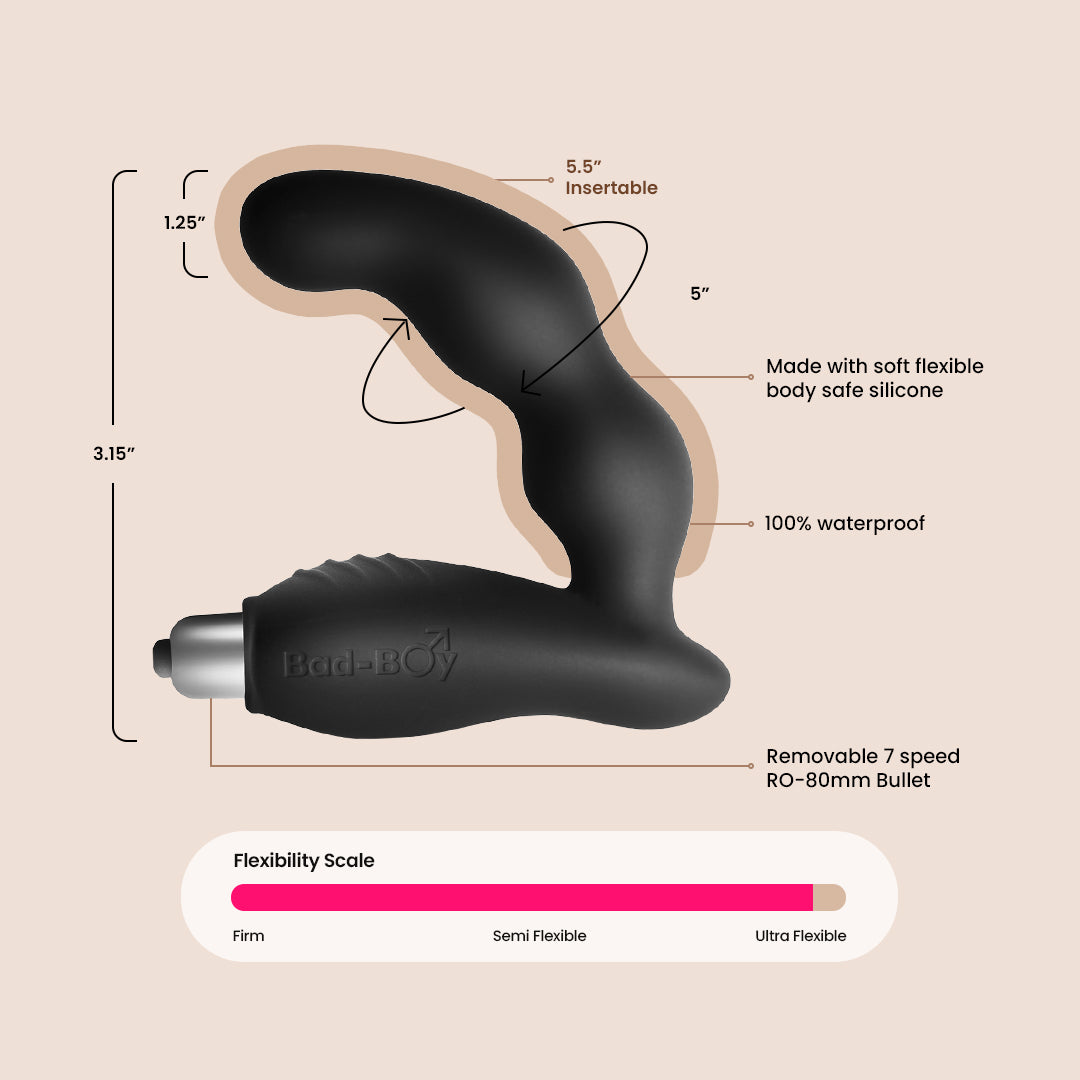 Rocks Off Bad Boy - Powerful Rechargeable Vibrating Prostate Massager for Men | G-Spot & P-Spot Stimulation | Waterproof & Quiet Design | Perfect for Solo Play & Couples Intimacy