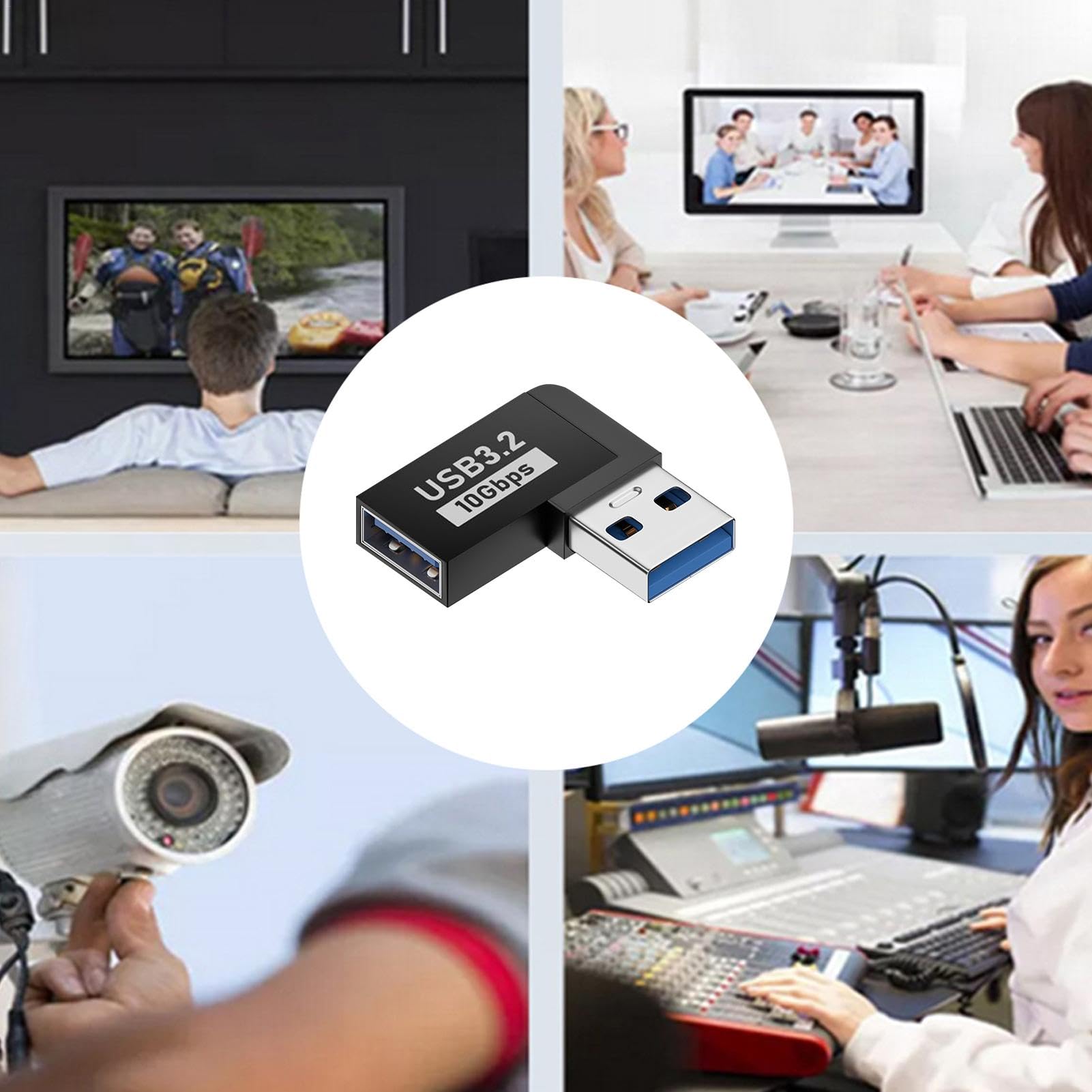 USB 3.0 A Male to Female Adapter - 10Gbps High Speed Data Transfer, Right Angle L-Shaped USB Extender Connector for Laptop, PC, TV - Perfect for Tight Spaces & Cable Management
