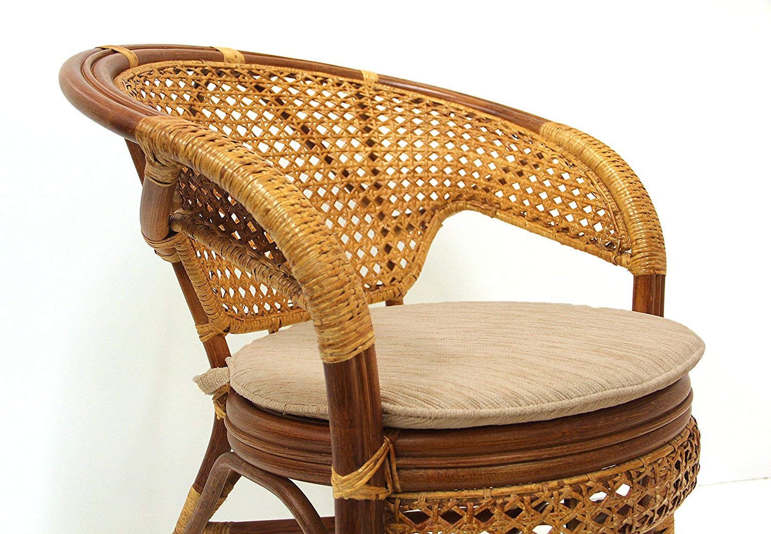 Rattan Chair Set with Cushions & Glass Coffee Table for Patio