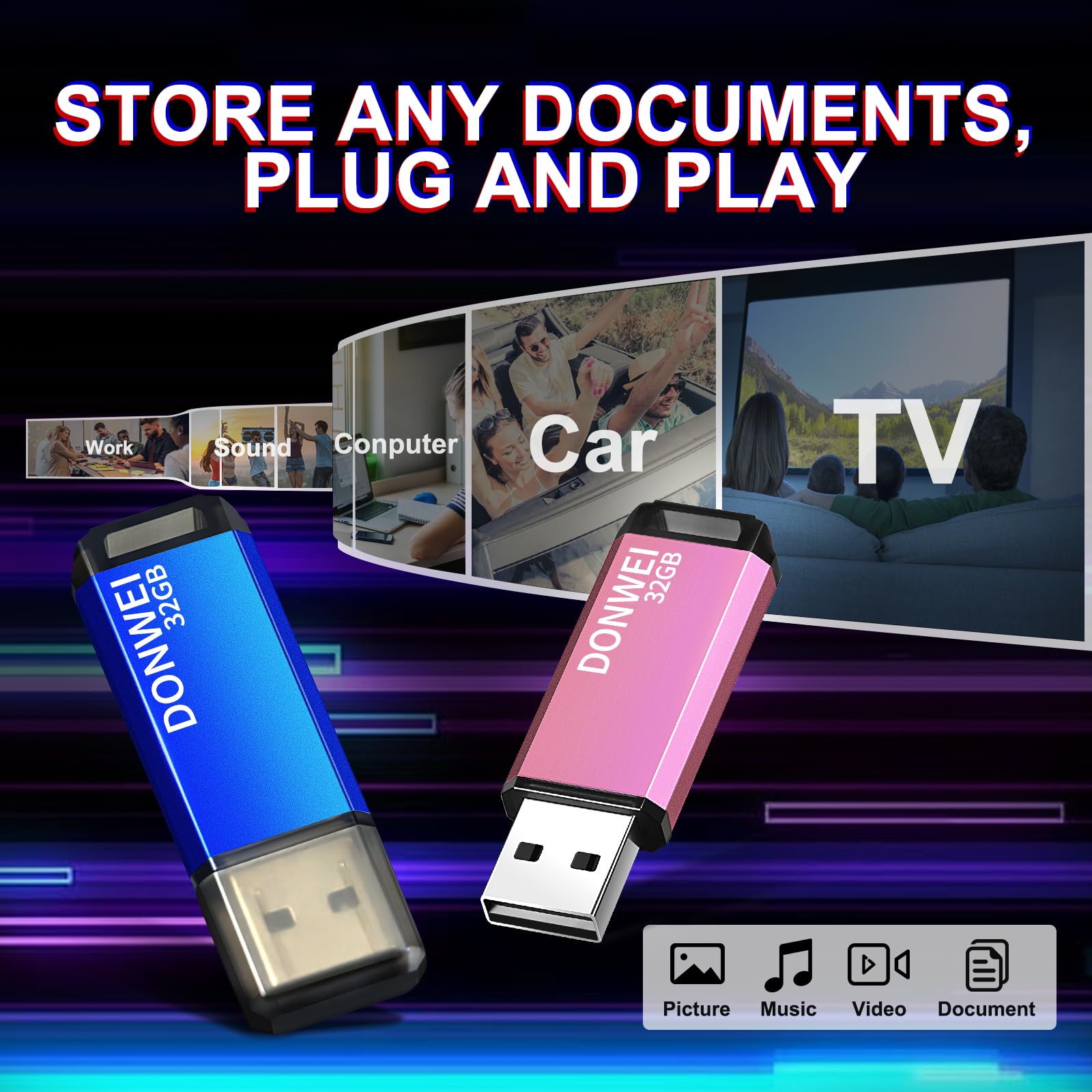 32GB USB Flash Drive 2.0 - High-Speed Thumb Drive with Blue Casing, Portable Memory Stick for Data Storage, File Transfer, Backup (Perfect for Students, Office Work & Computer Use)
