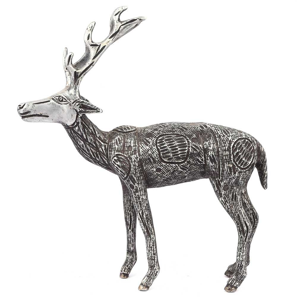 Indian Shelf Deer Statues | Brass Coffee Table Centerpiece | Antique Gold Home Decor | Living Room & Office Desk Showpiece | Perfect Gift for Housewarming & Interior Design