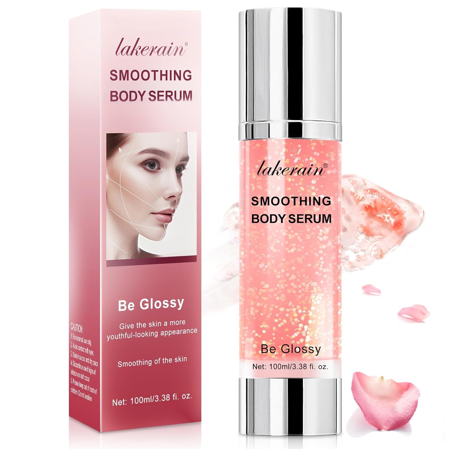 B Glossy Anti-Aging Body Serum with Hyaluronic Acid & Vitamin E - Wrinkle Reduction, Skin Tightening & Hydration Treatment - 100ml/3.38 Fl Oz for Smooth, Firm & Youthful Skin - Perfect for Daily Skincare Routine & Nighttime Rejuvenation